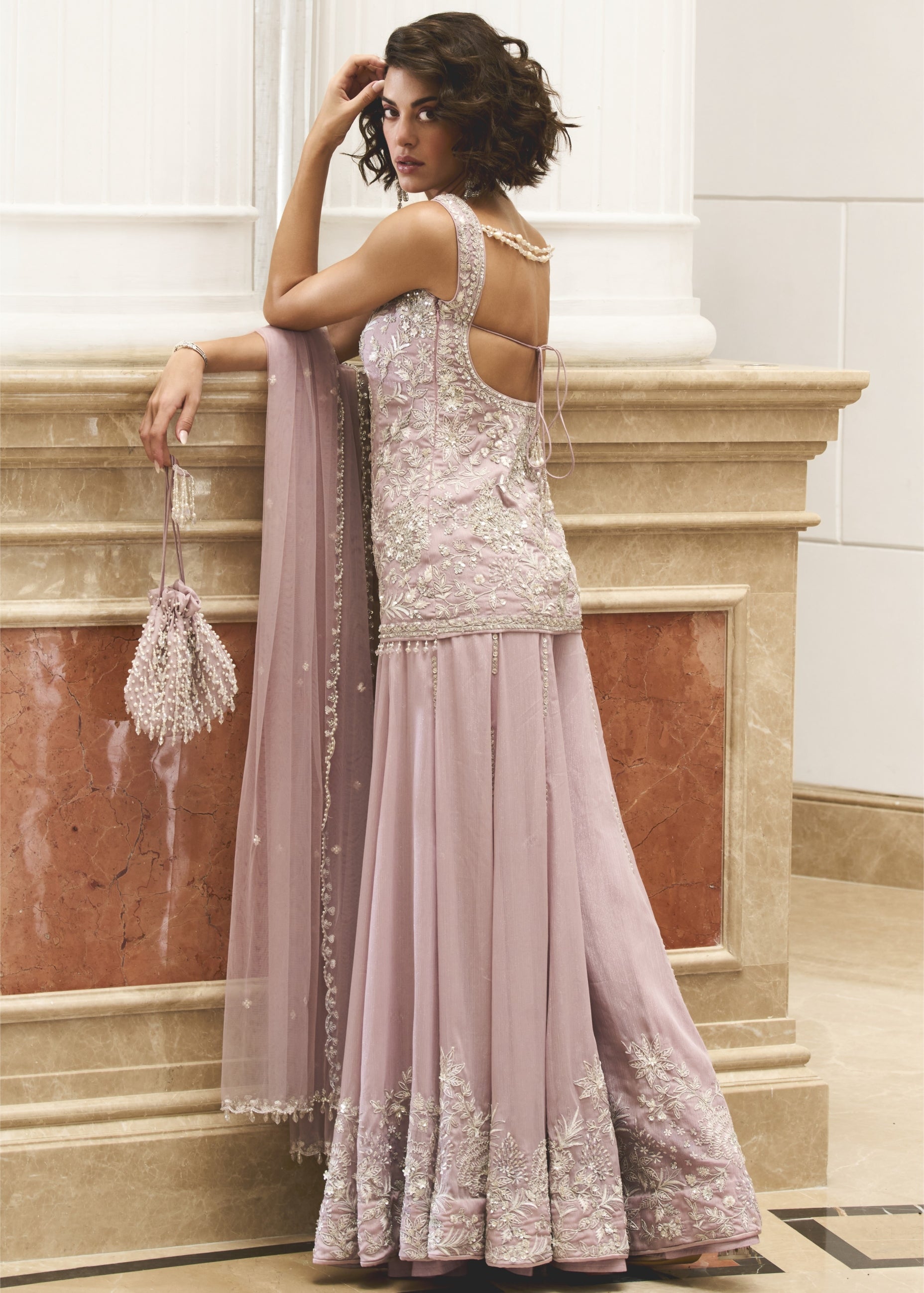 Lilac Shimmer Shirt and Sharara