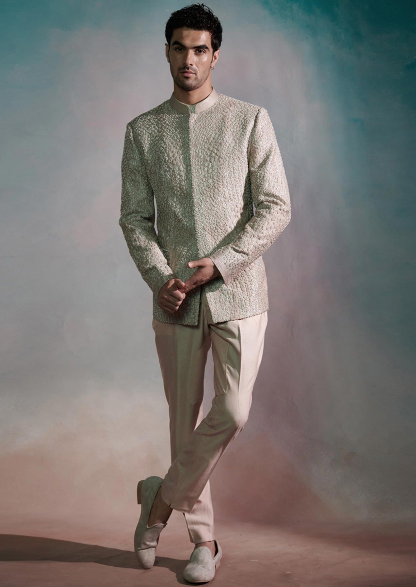 The Phlox Hand Beaded Bandgala Set