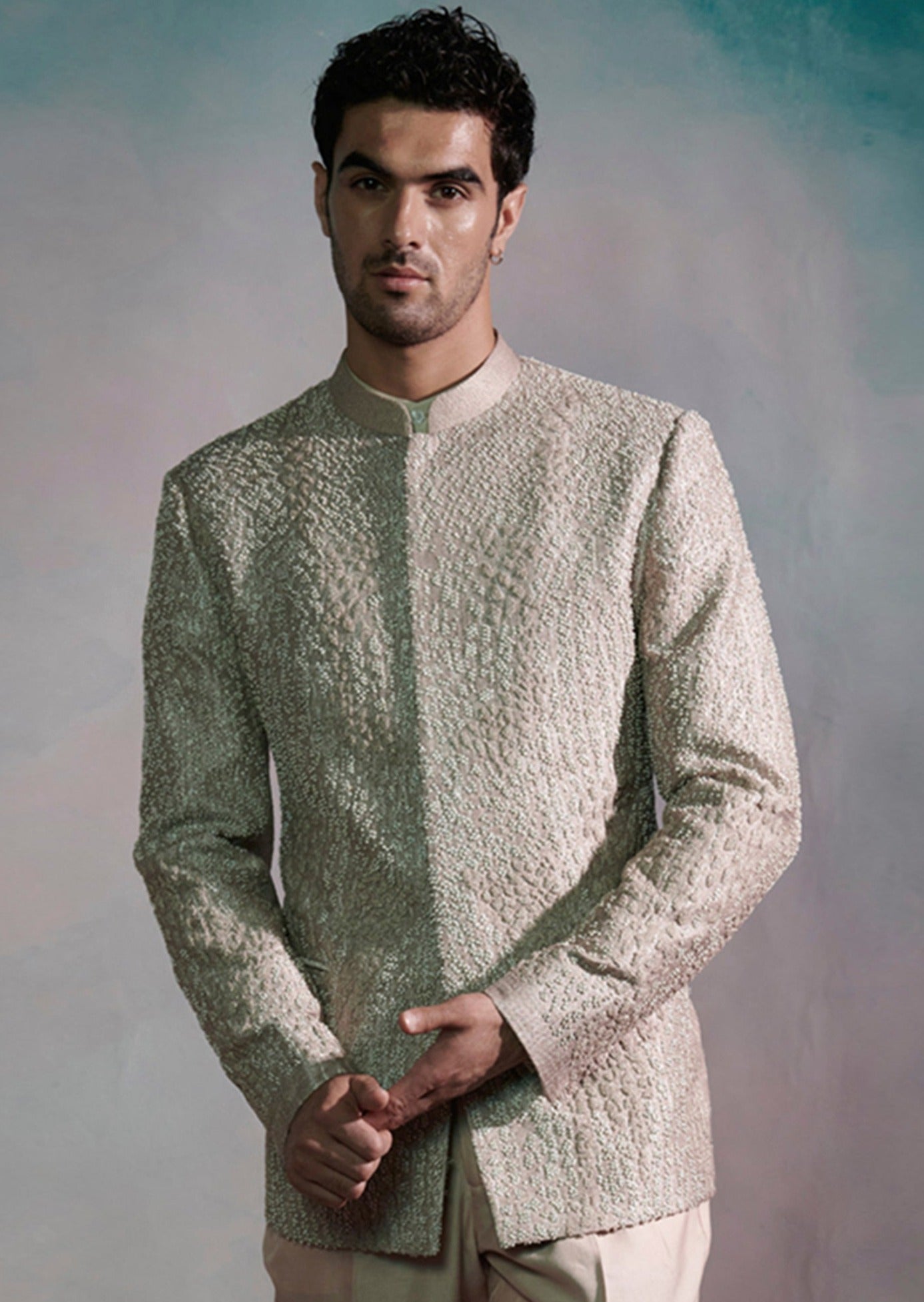 The Phlox Hand Beaded Bandgala Set