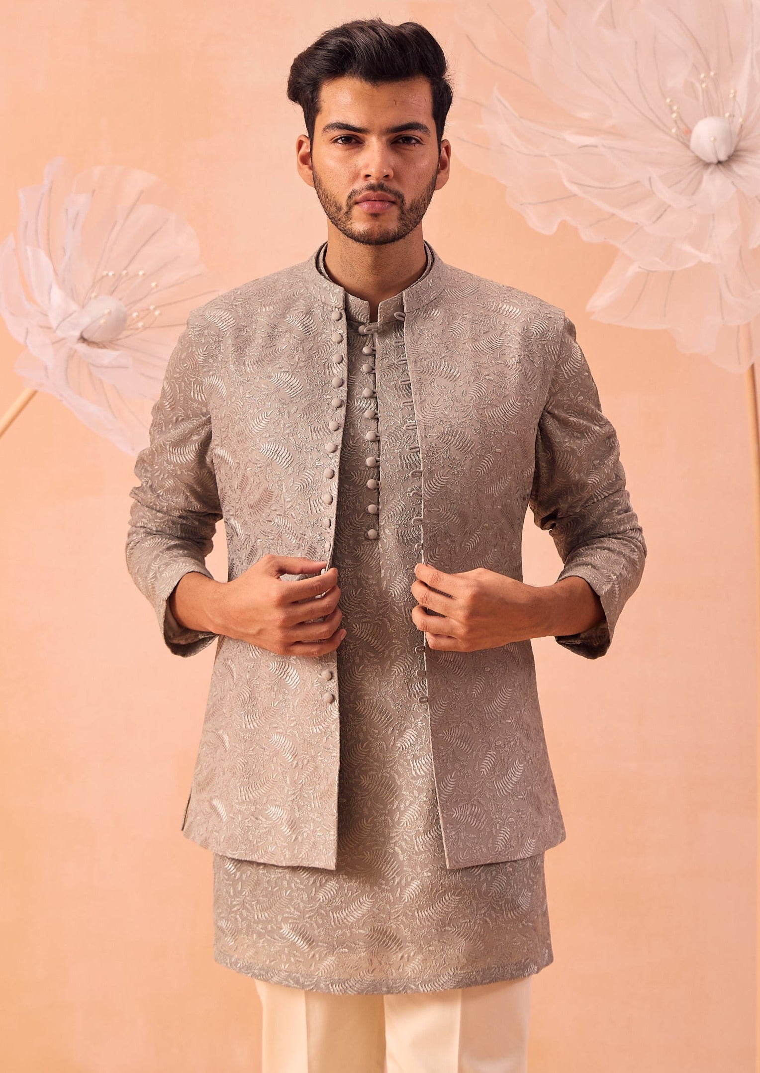 Misty Olive Open Jacket Set