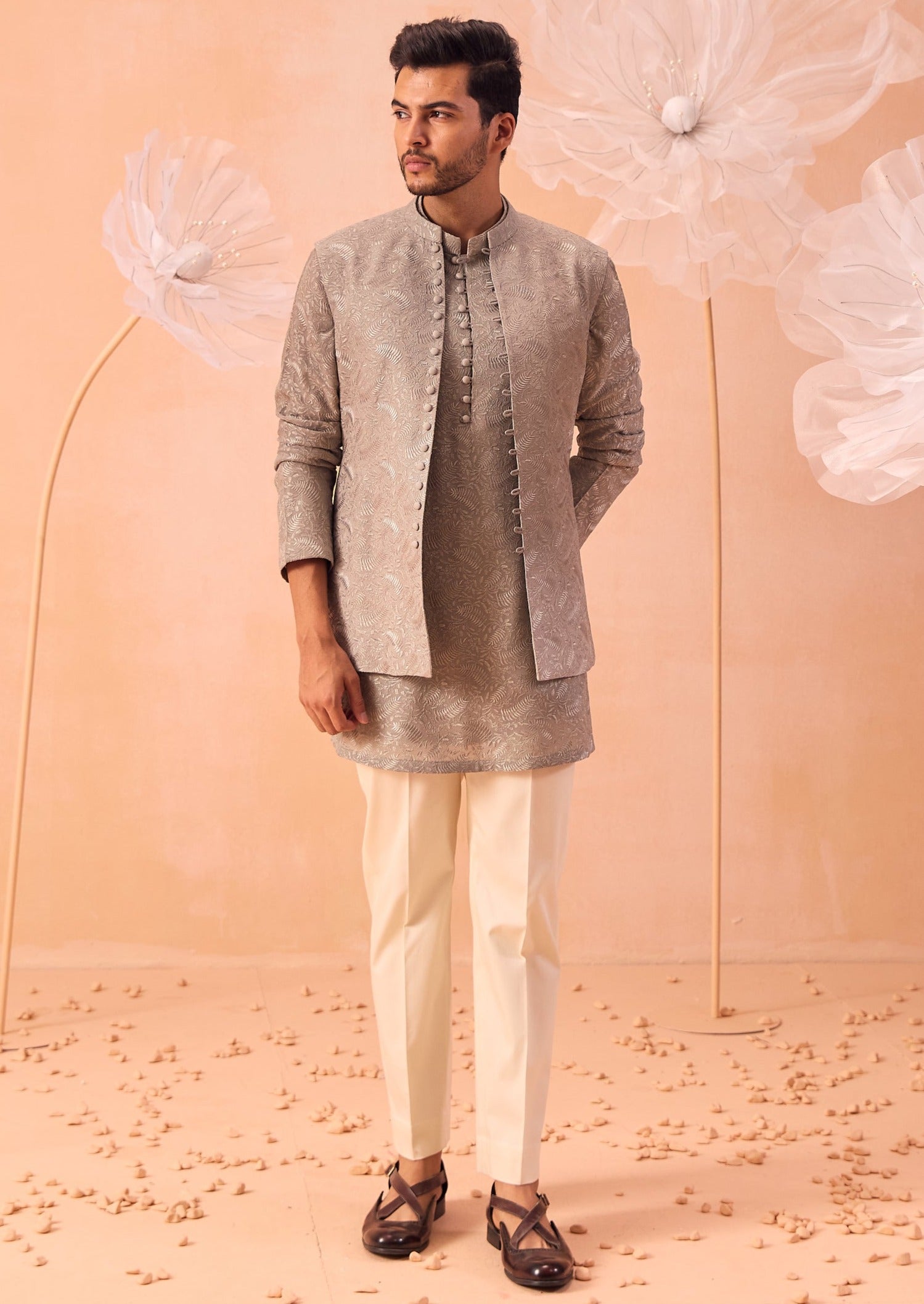 Misty Olive Open Jacket Set