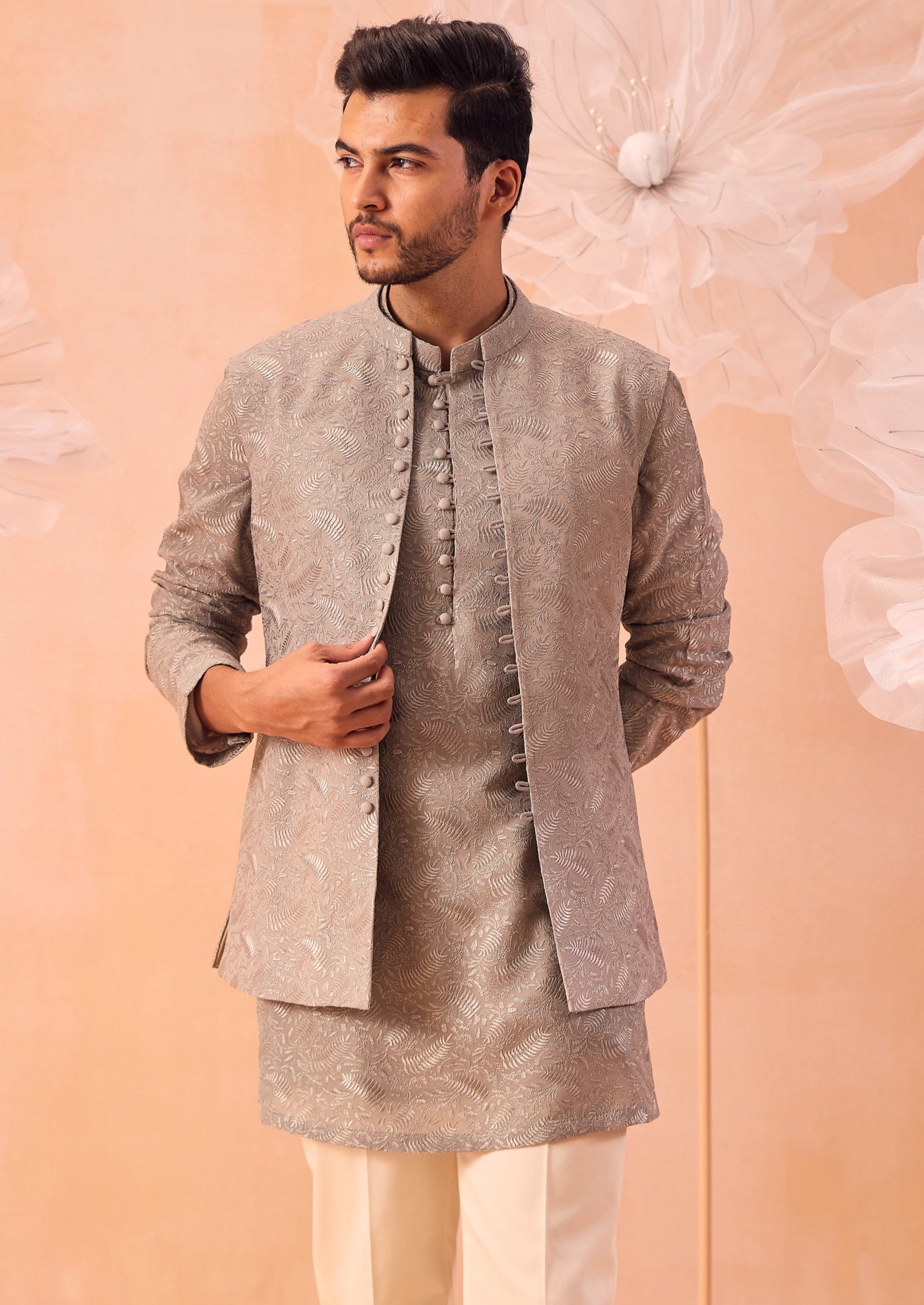 Misty Olive Open Jacket Set