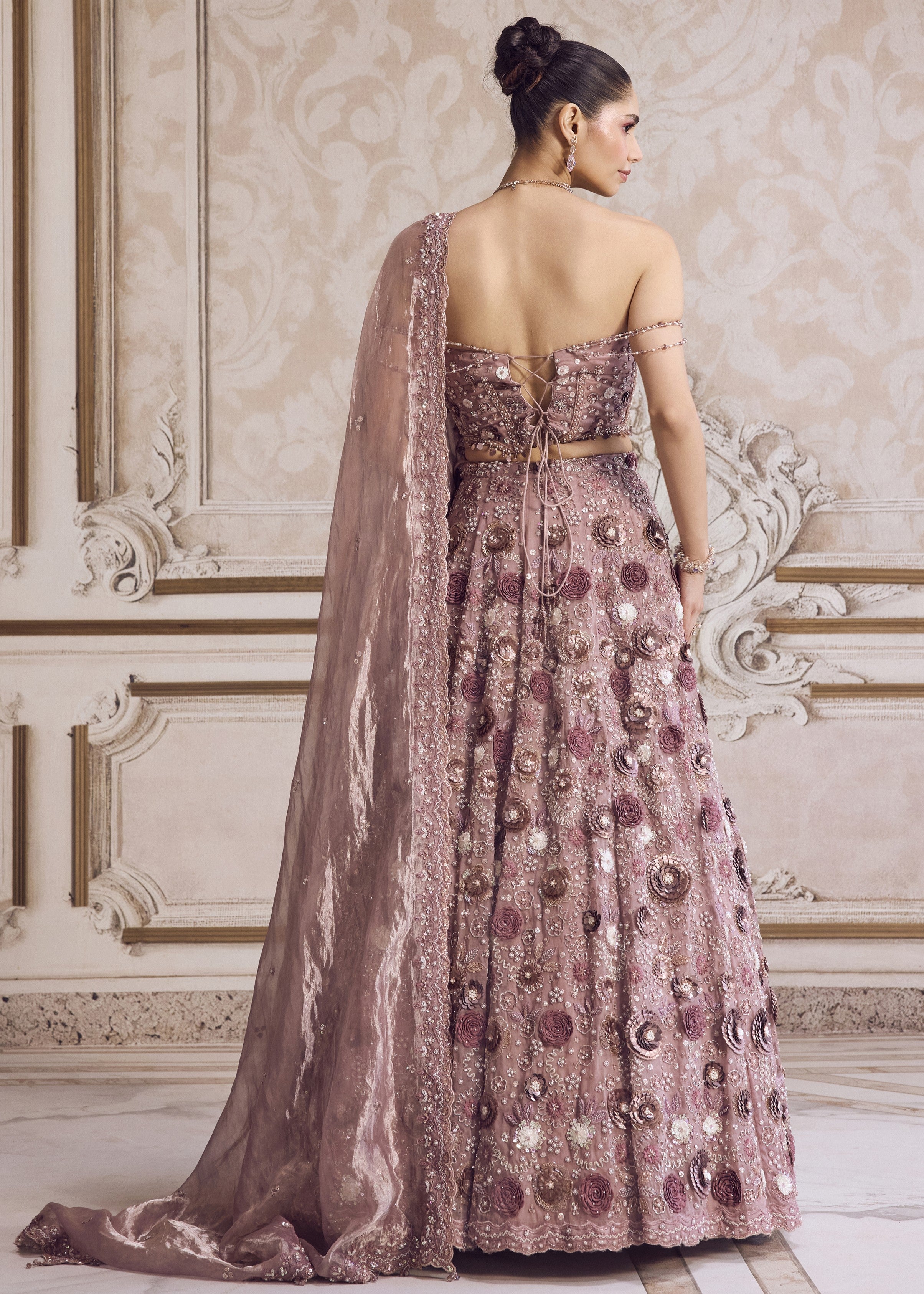 Champagne Rose Lehenga With Corset