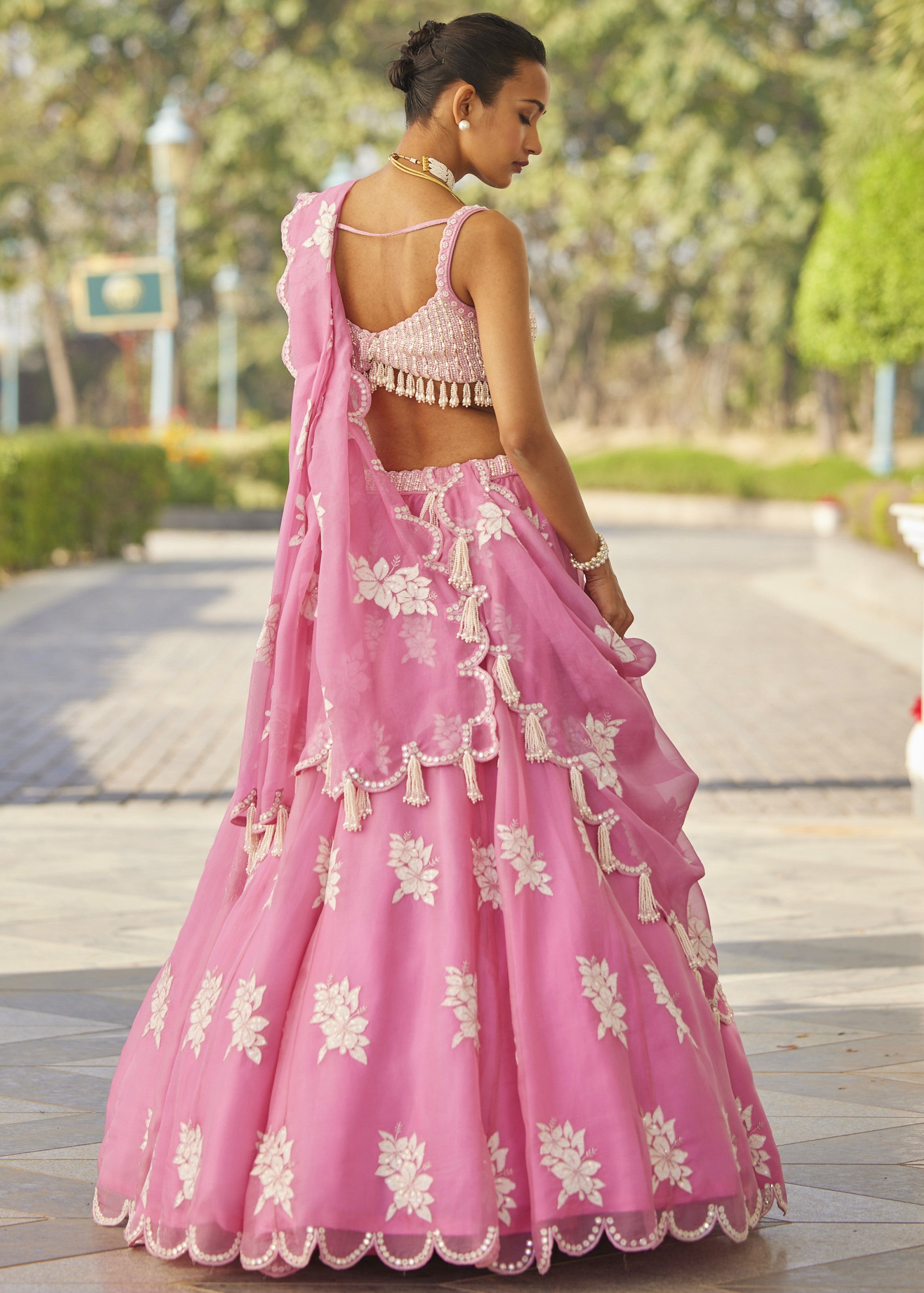 Pink Flower Lehenga Set