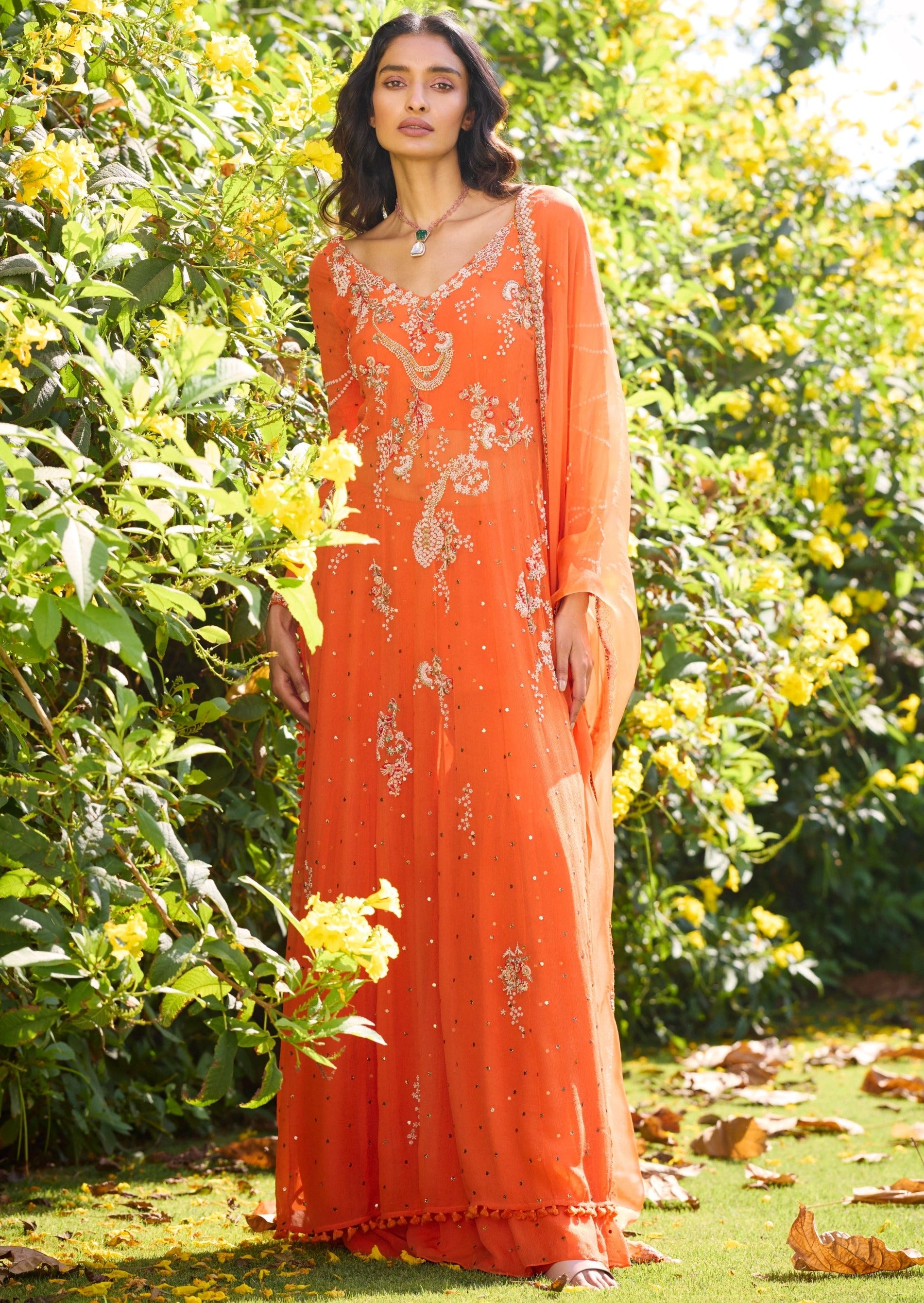 Russet Rose Chiffon Kalidaar Set