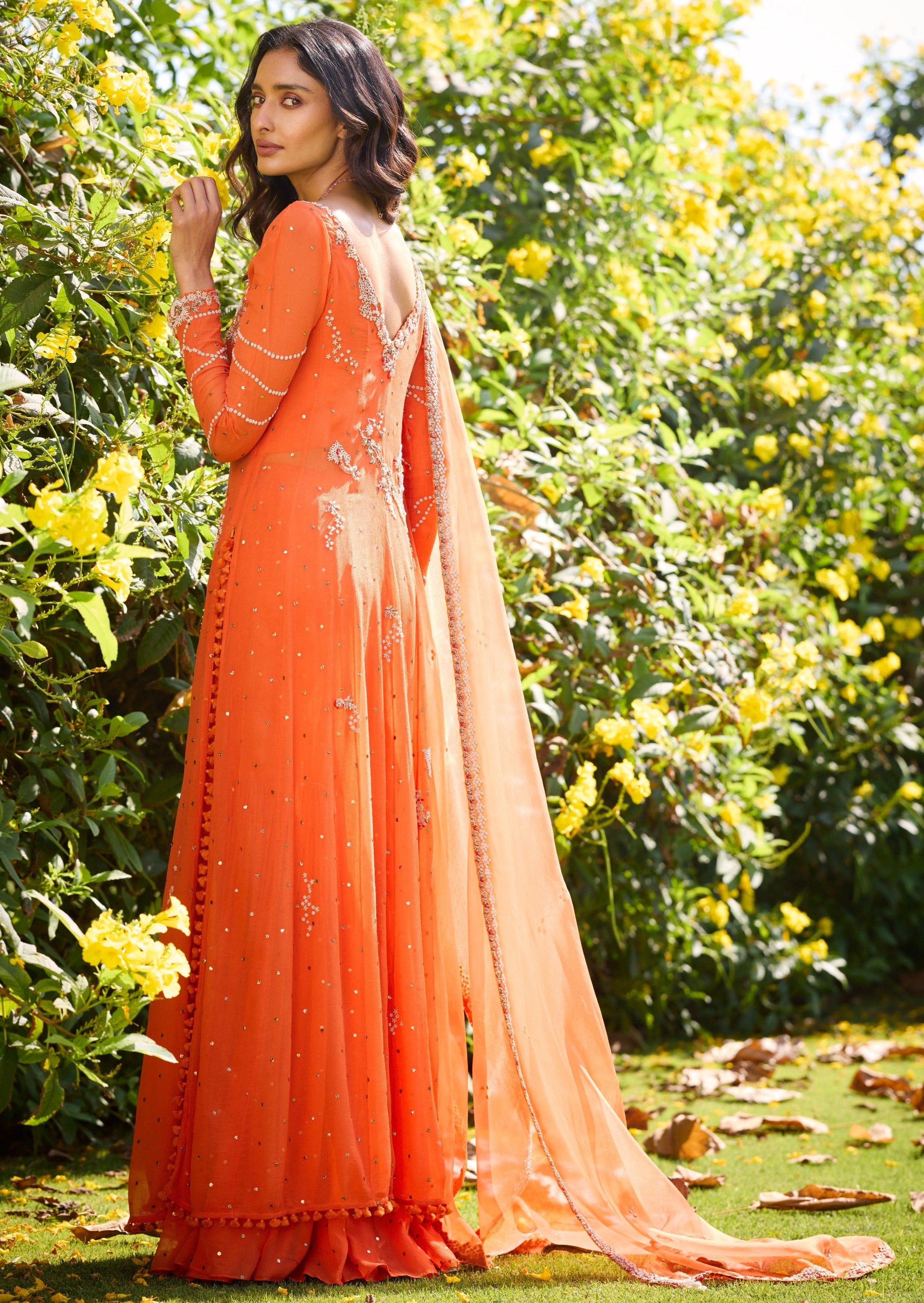 Russet Rose Chiffon Kalidaar Set