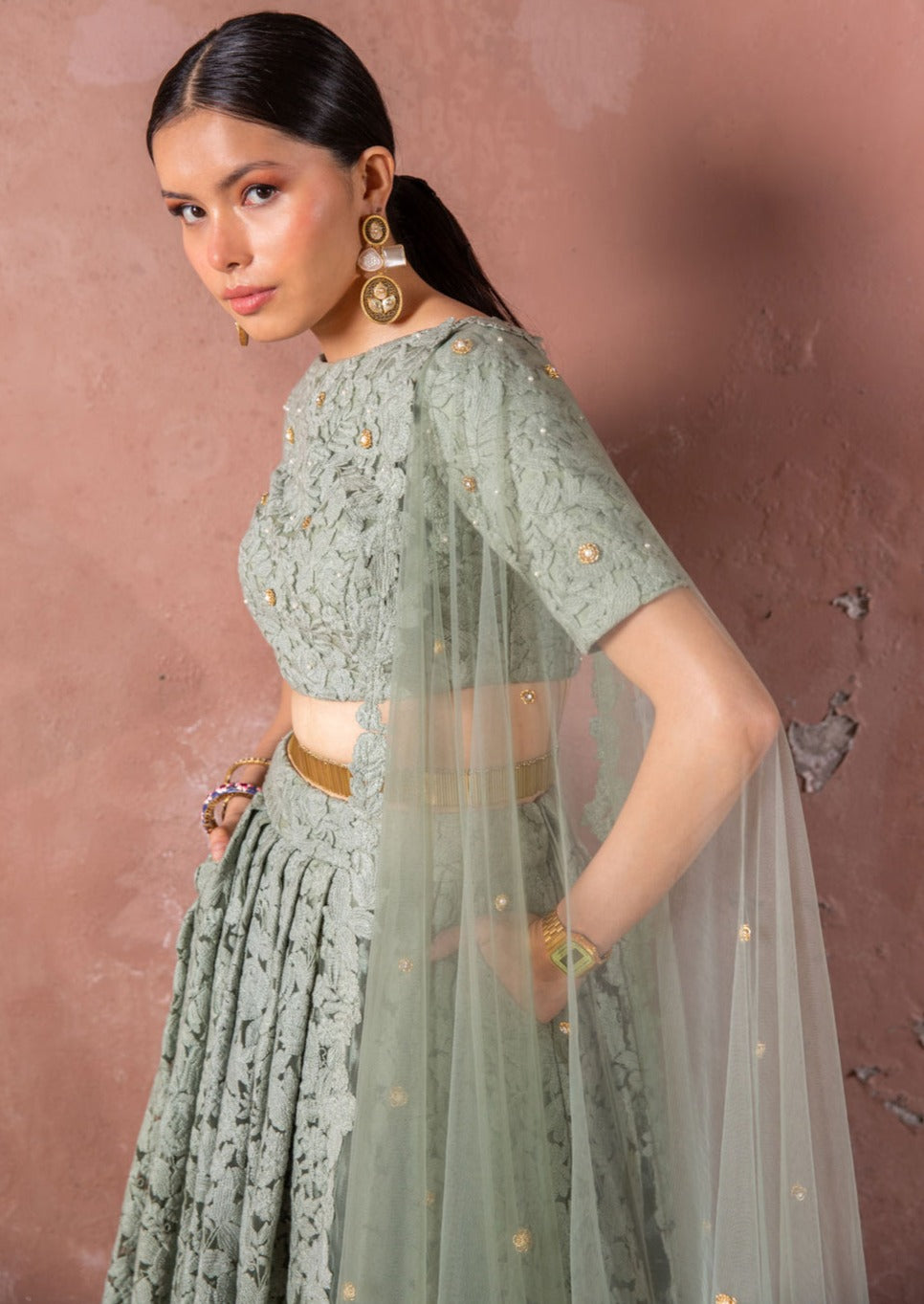 Notes Of Sage Lehenga