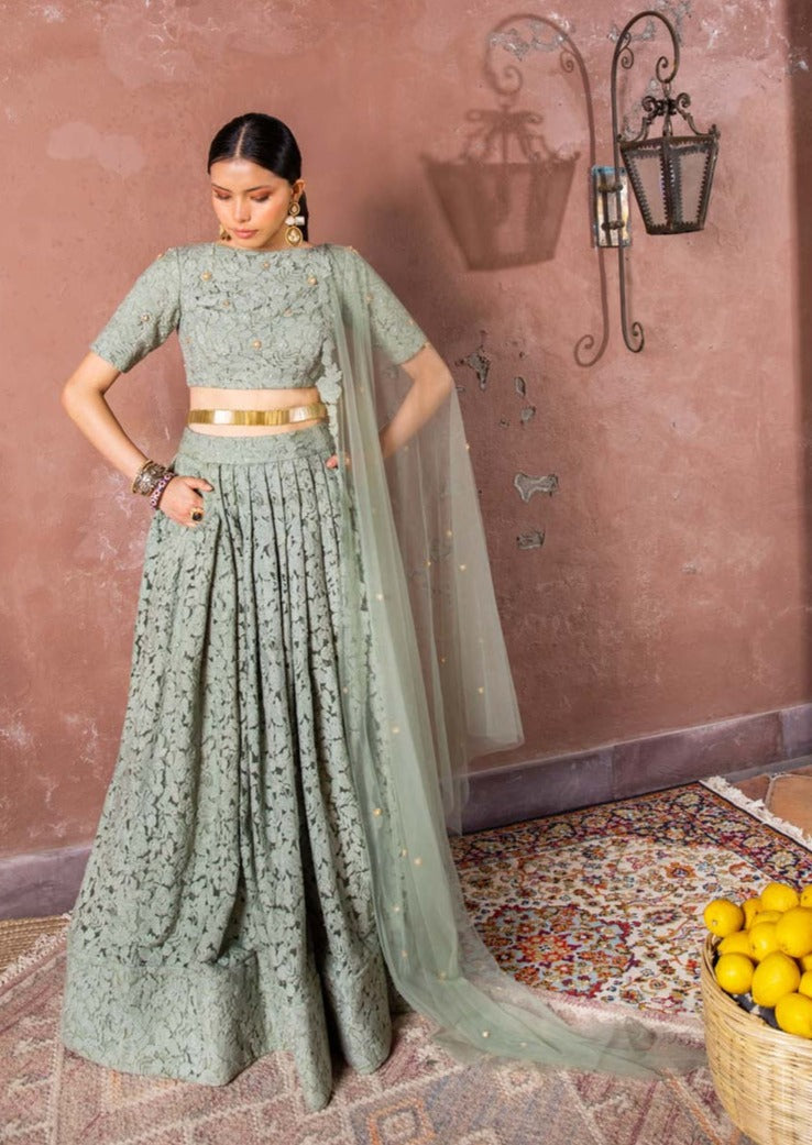 Notes Of Sage Lehenga
