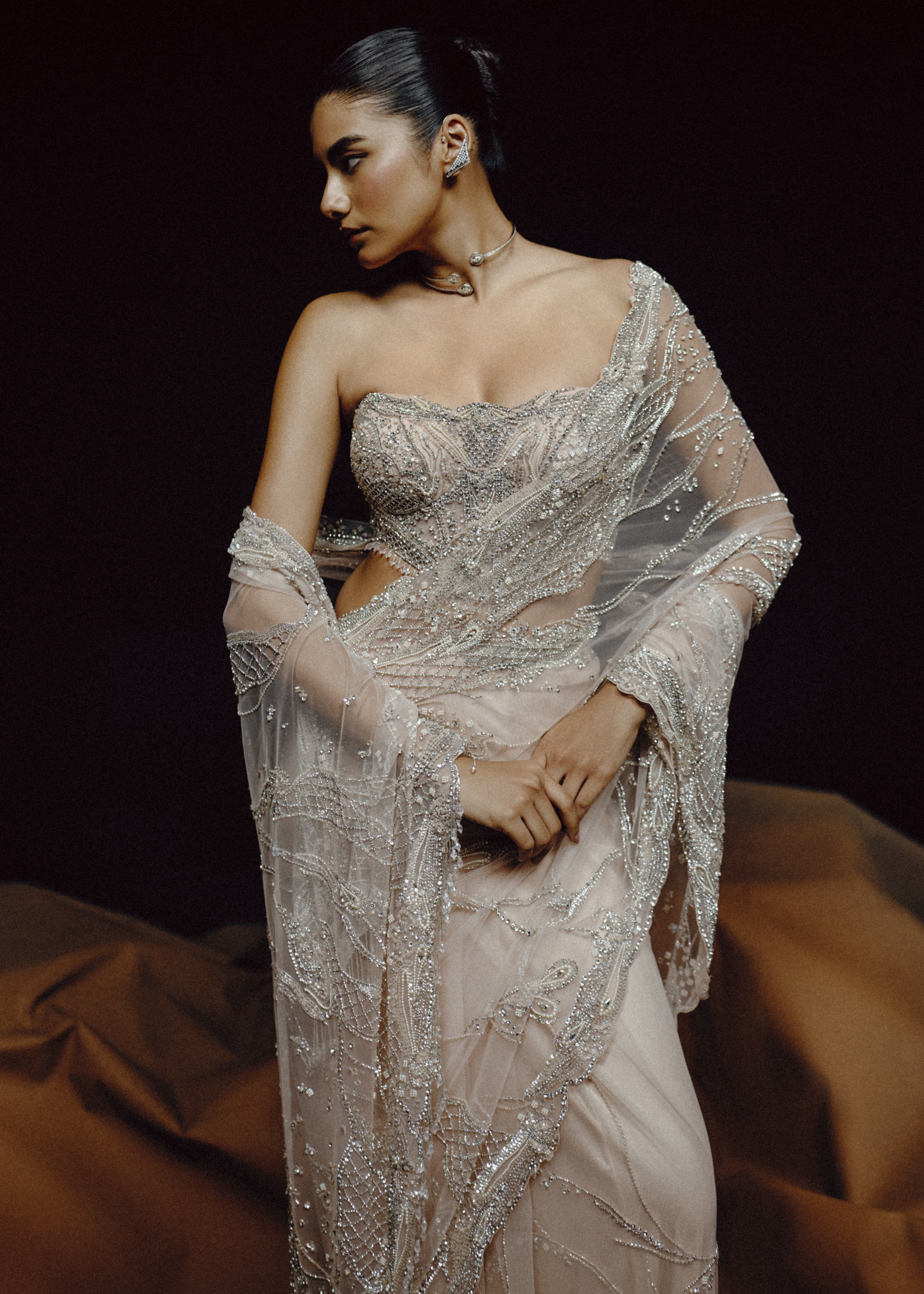 Moonlit Whisper Sari