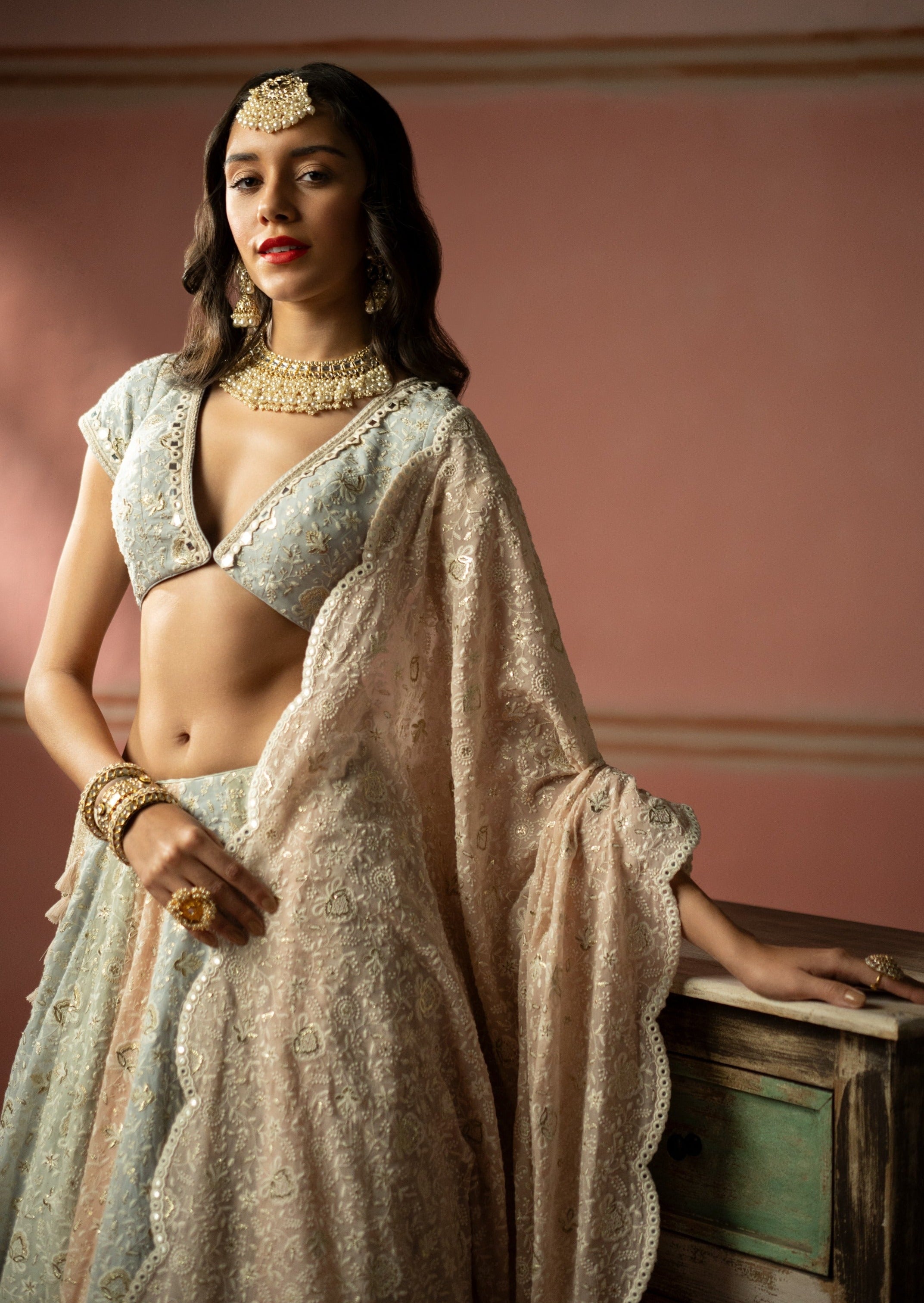 Pastel Chikankari Lehenga Set