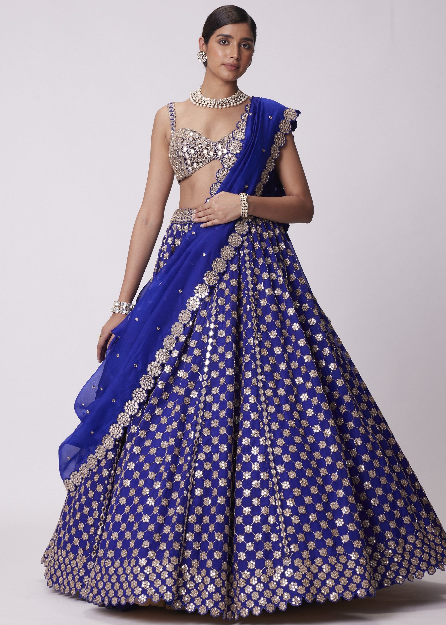 Persian Blue Flower Lehenga Set