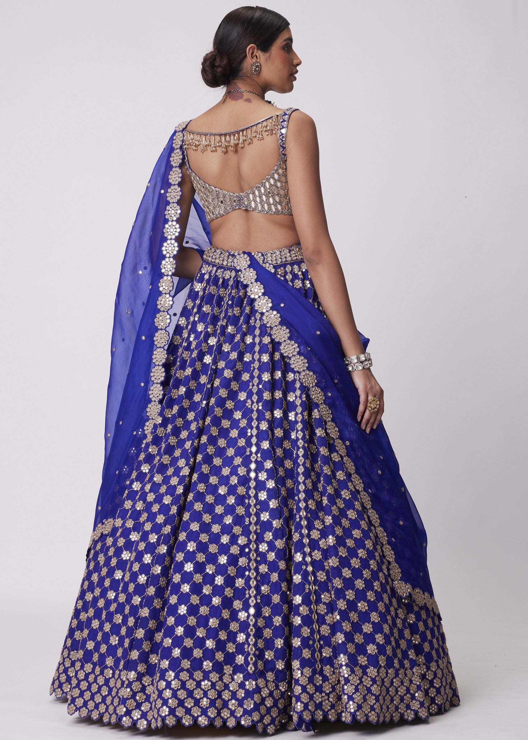 Persian Blue Flower Lehenga Set