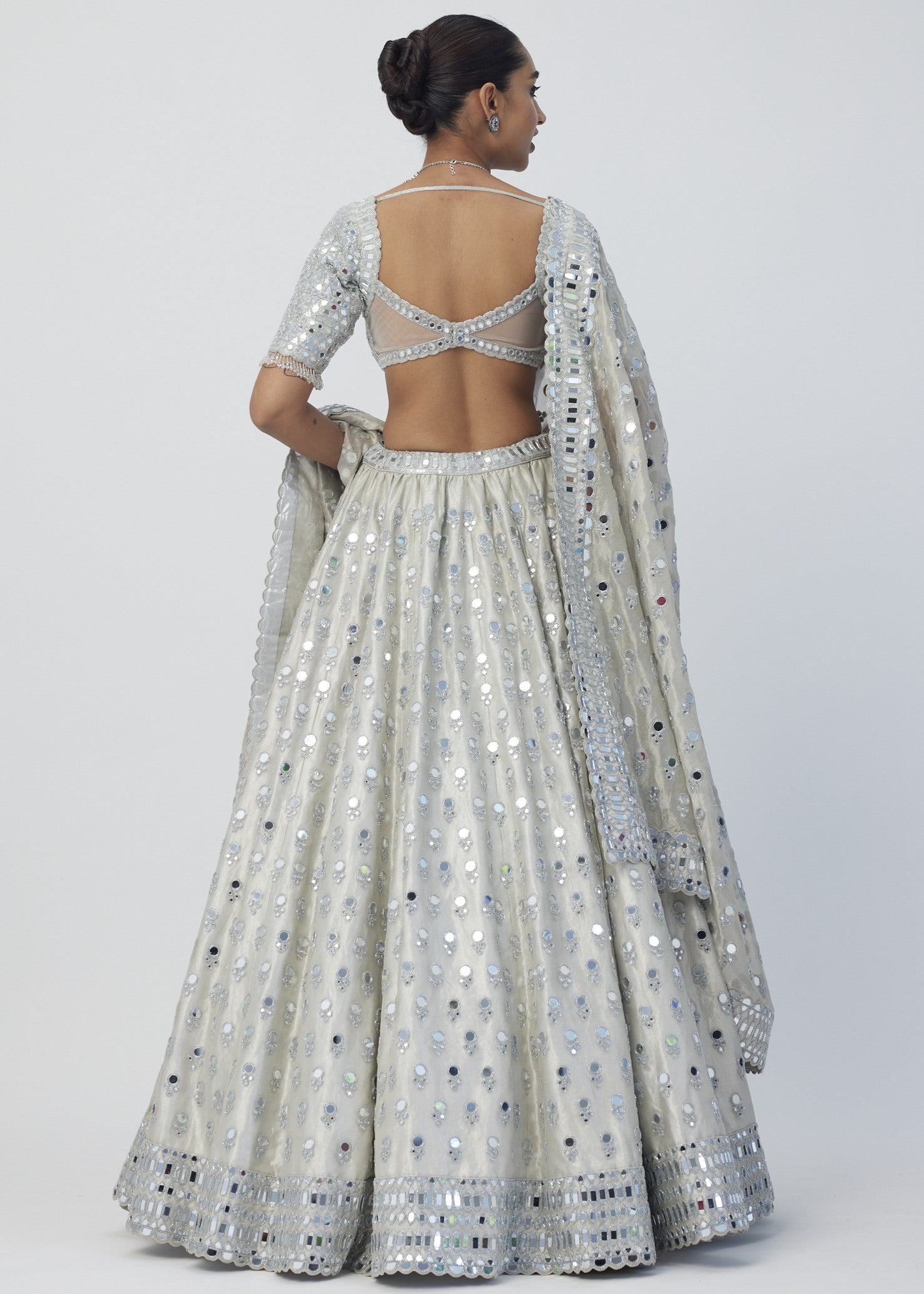 Silver Shimmer Organza Lehenga Set