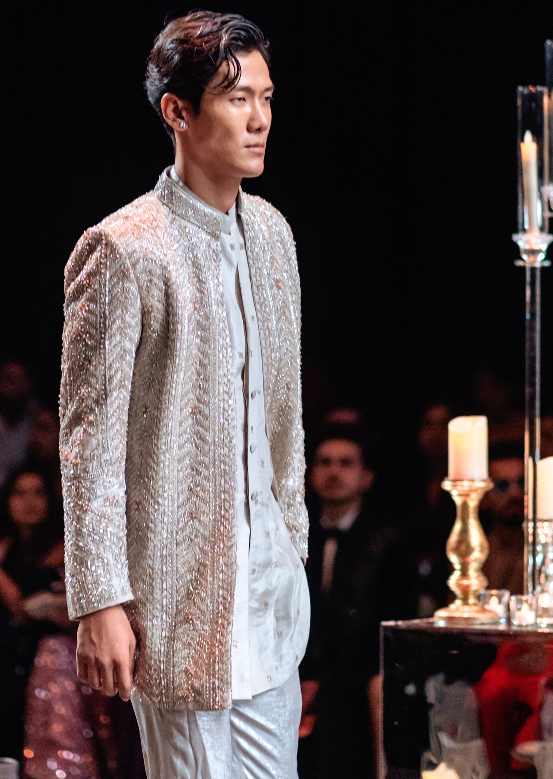 Silver Indo Fusion Jacket And Kurta Set