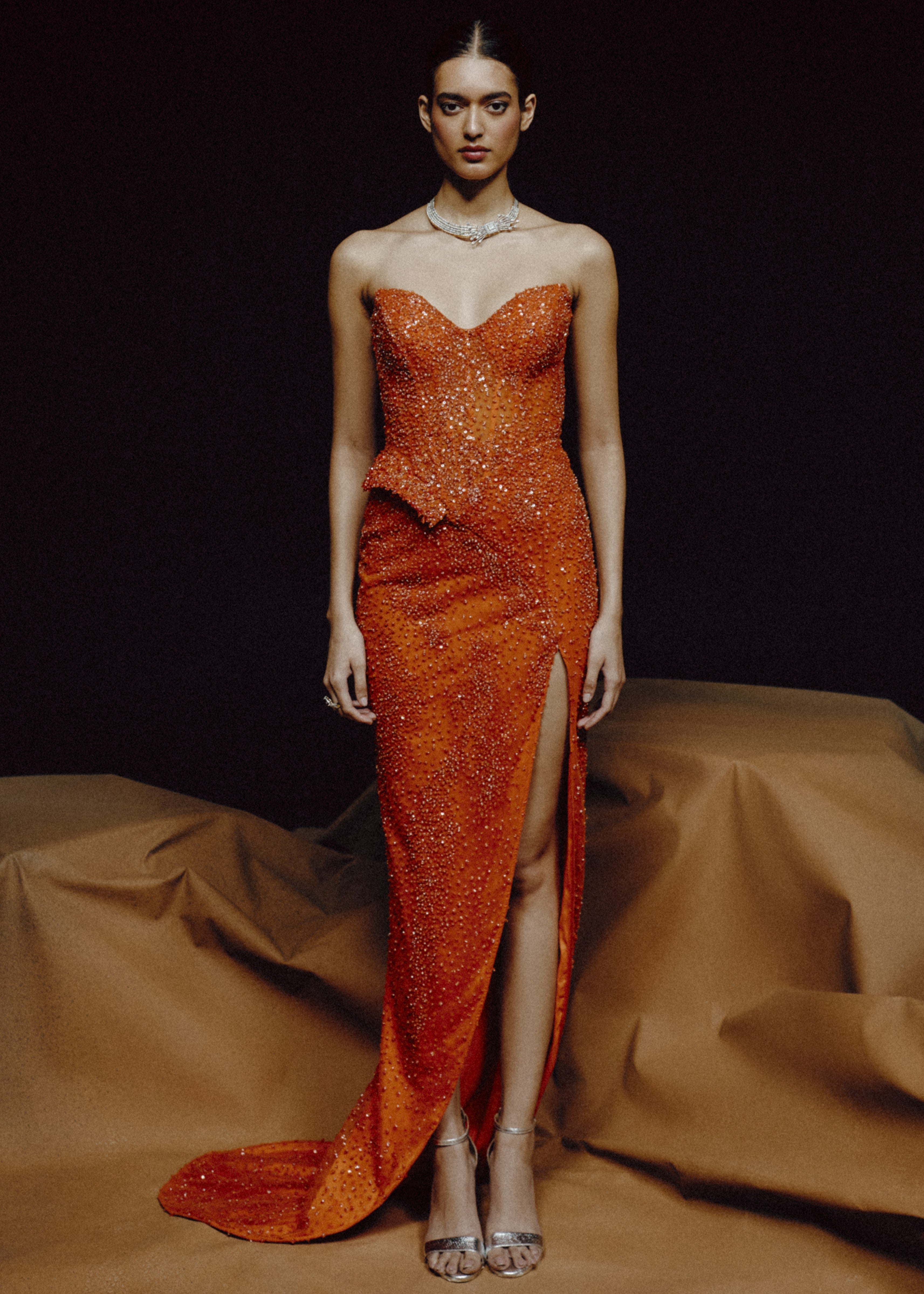 Molten Radiance Slit Gown