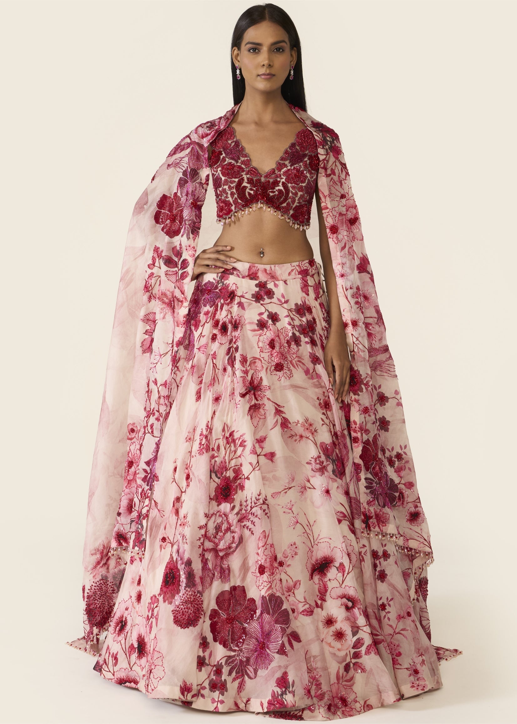 Pink Printed Lehenga Set