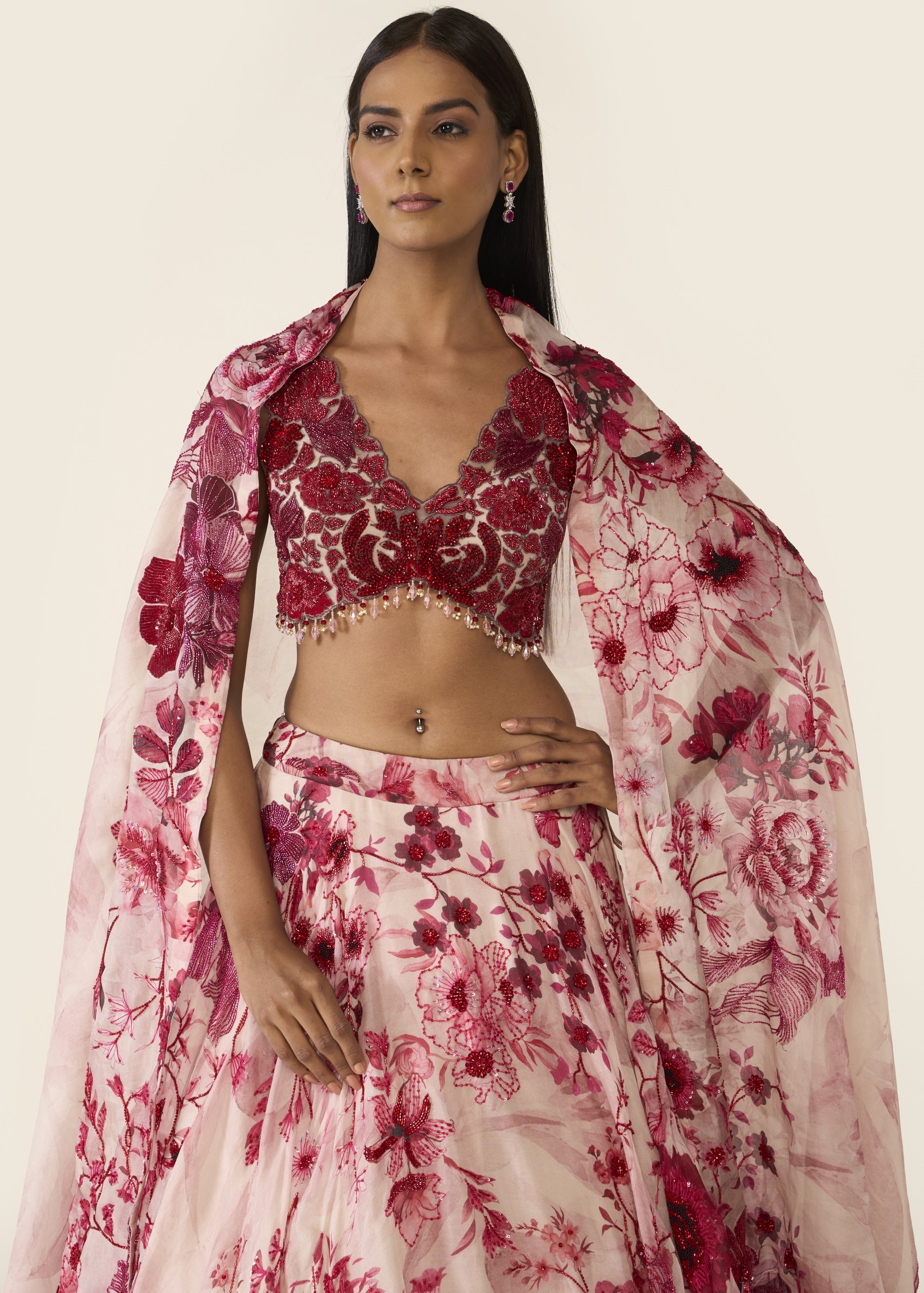 Pink Printed Lehenga Set