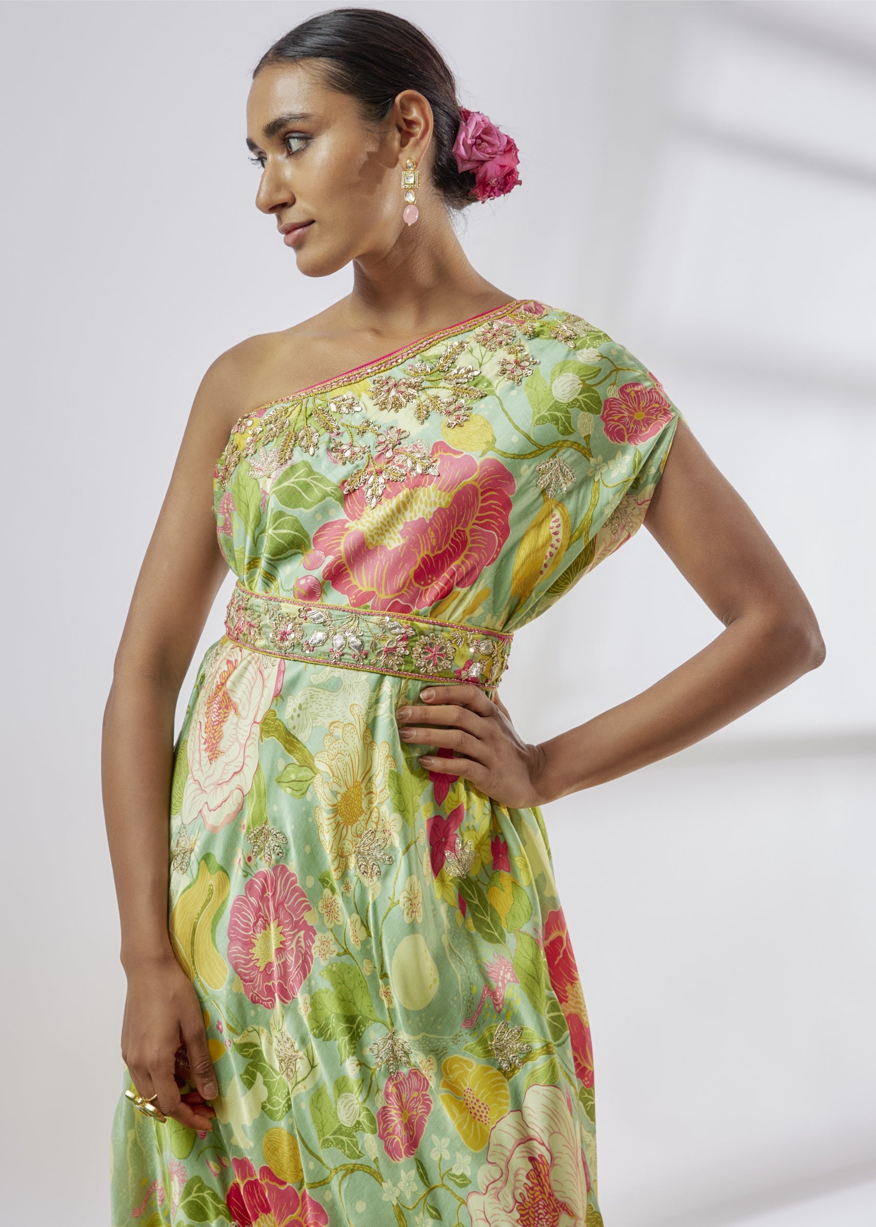 Eli One-shoulder Dress With Belt