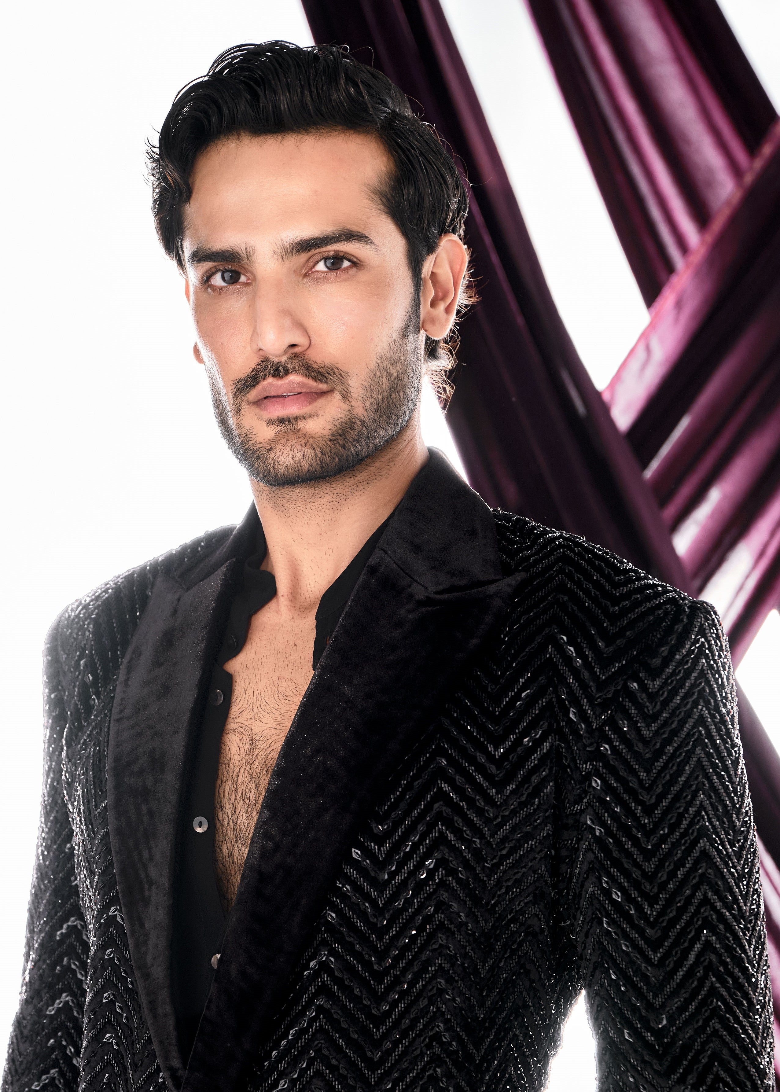 Black Velvet Chevron Jacket