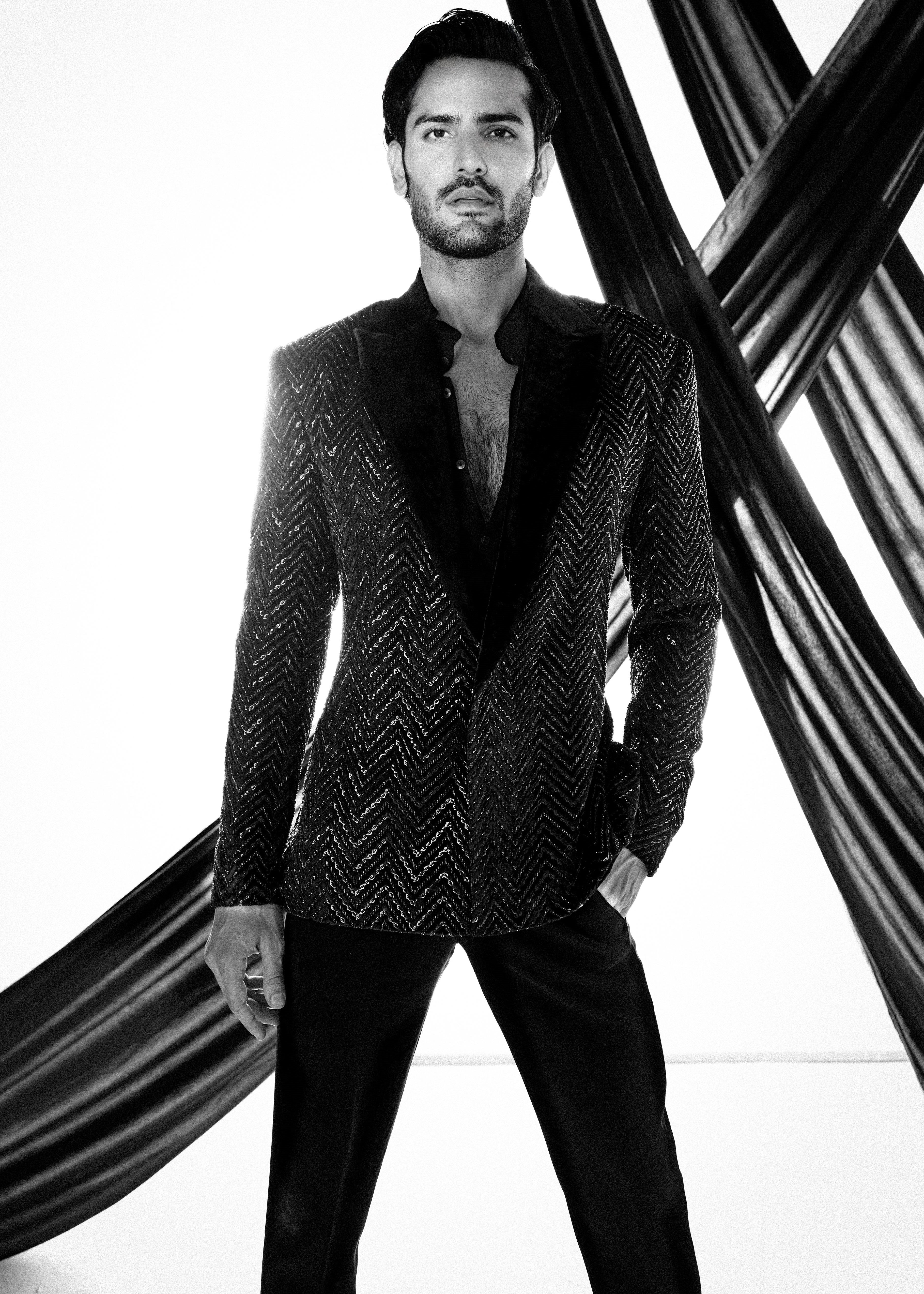Black Velvet Chevron Jacket