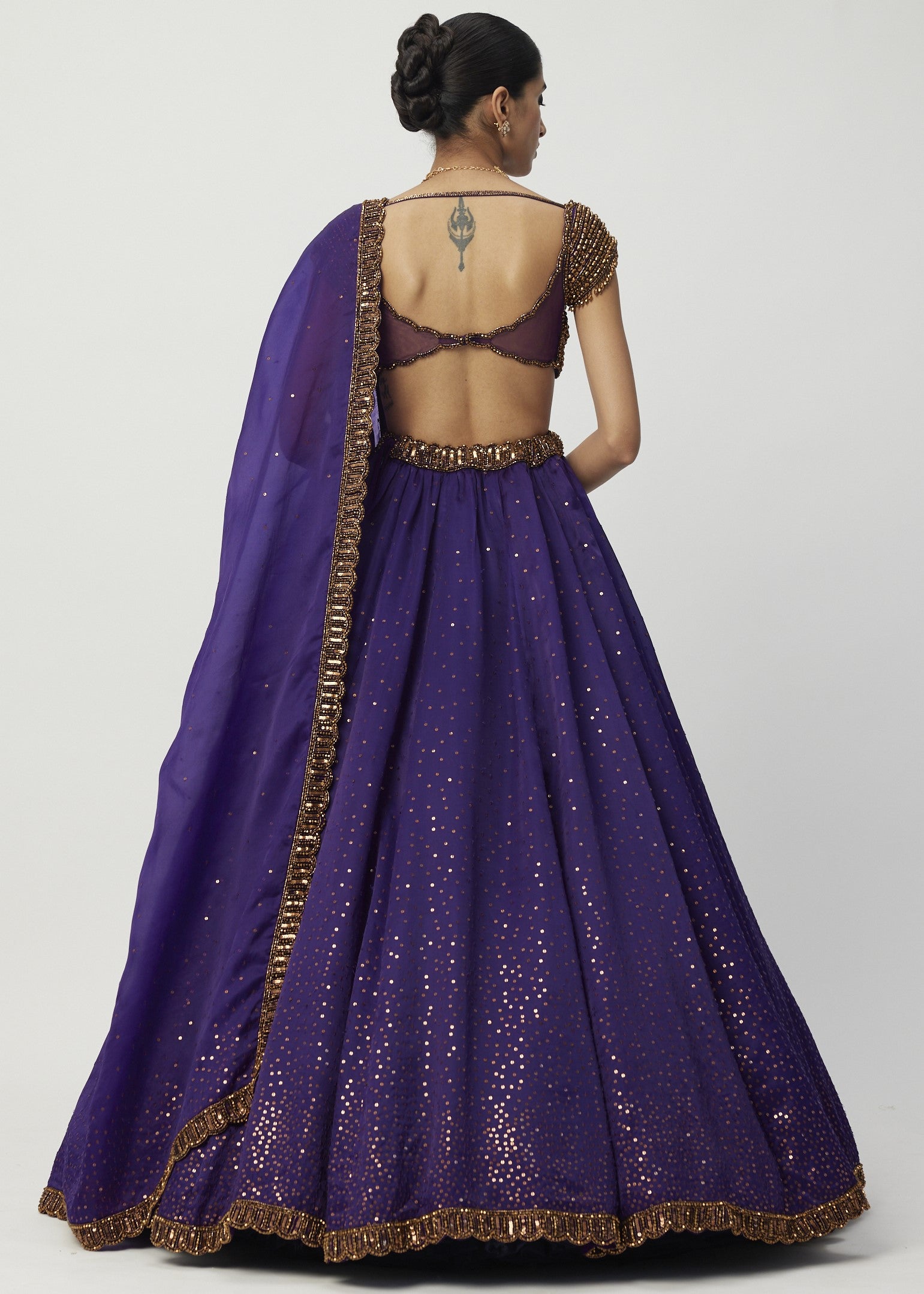 Royalty Purple Sequins Scattered Lehenga Set