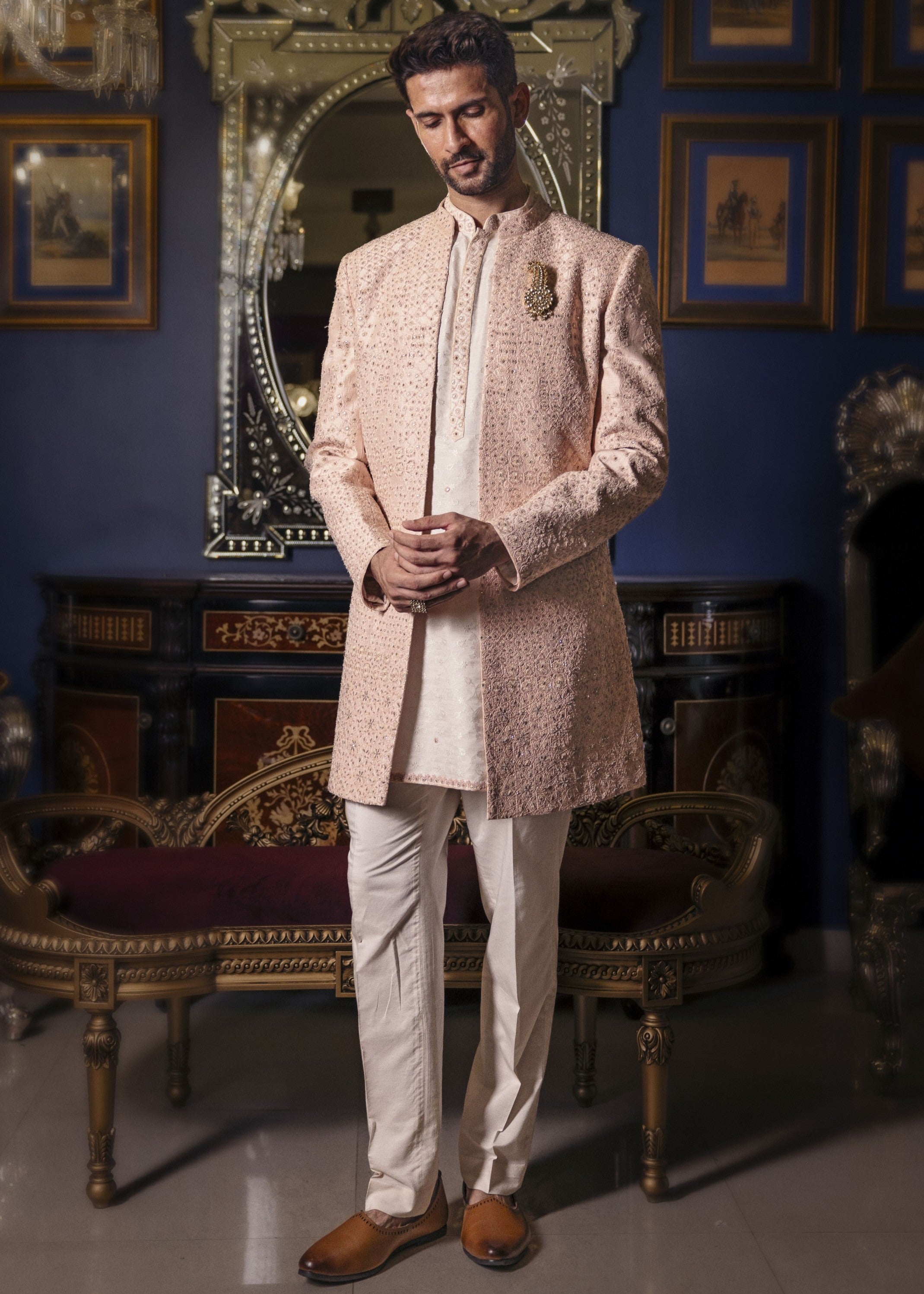 Eiryl Open Jacket With Kurta & Pant Set
