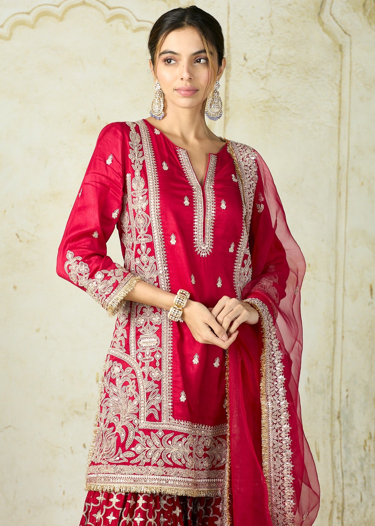 Red Mumtaz Sharara Set