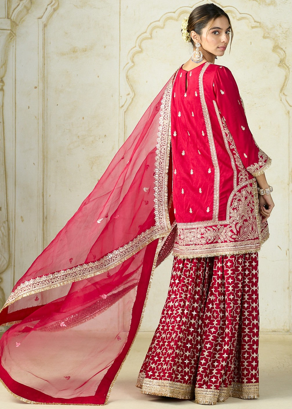 Red Mumtaz Sharara Set