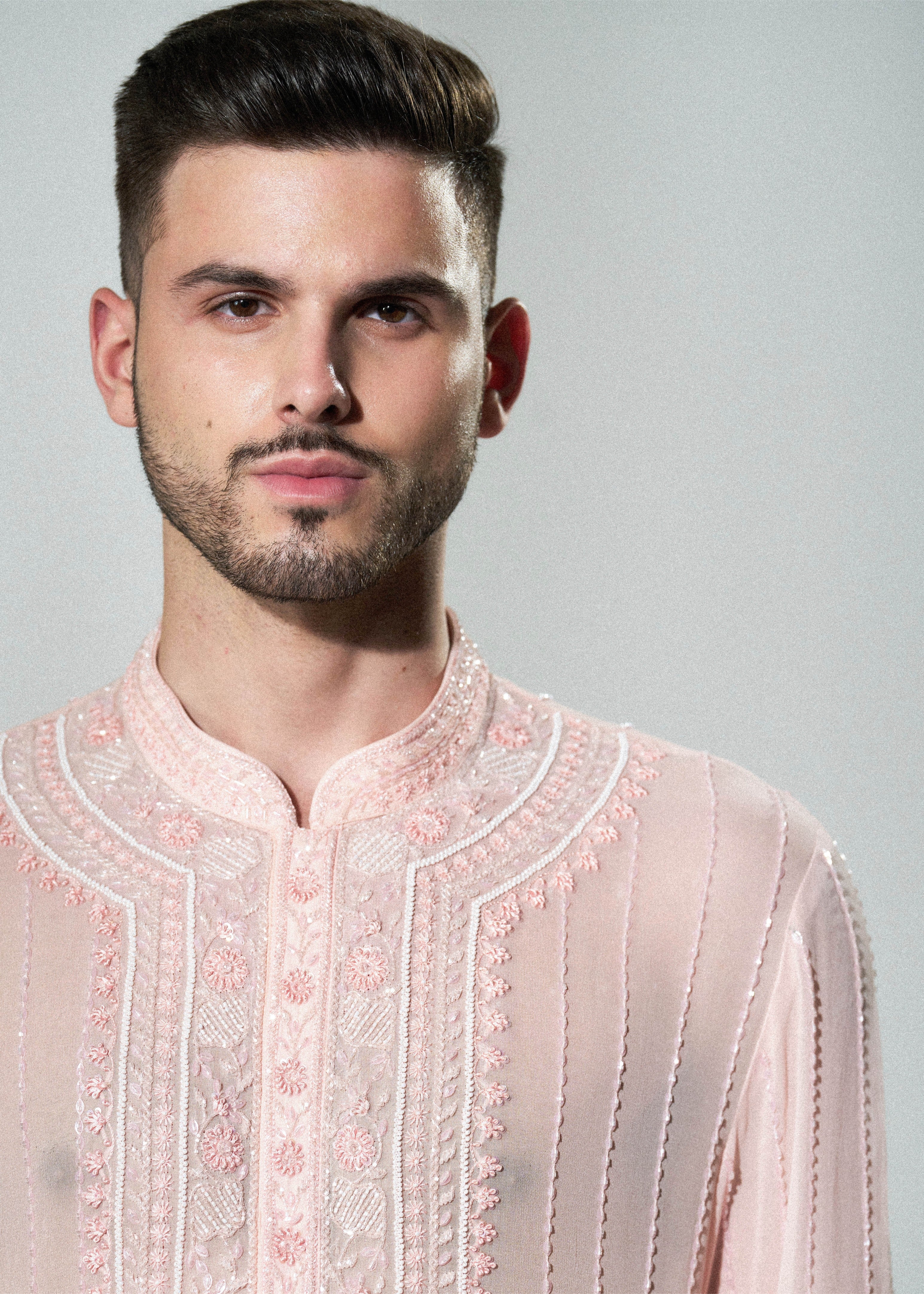 Peach Sheer Chikankari Kurta