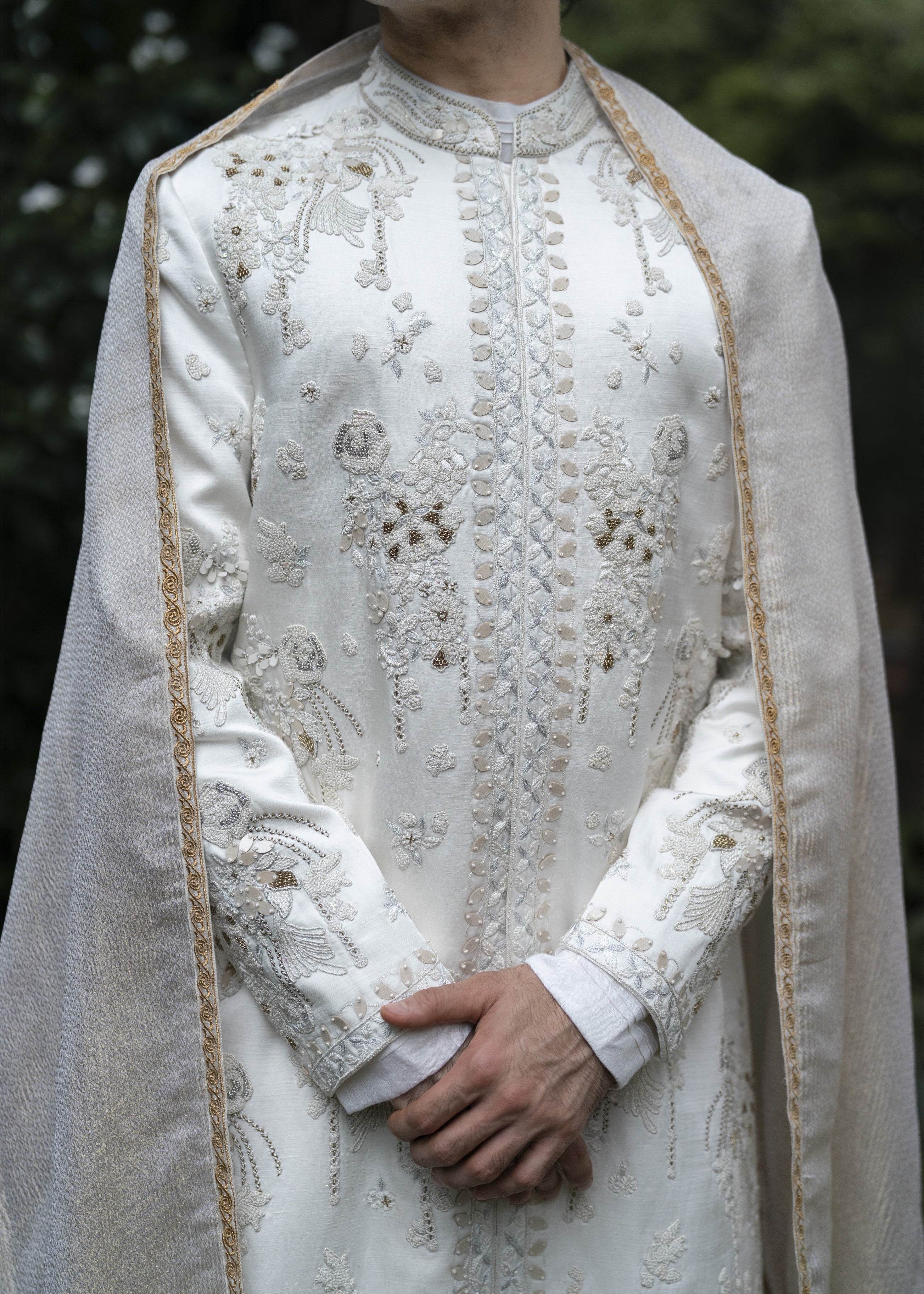 Wisteria White Sherwani Set