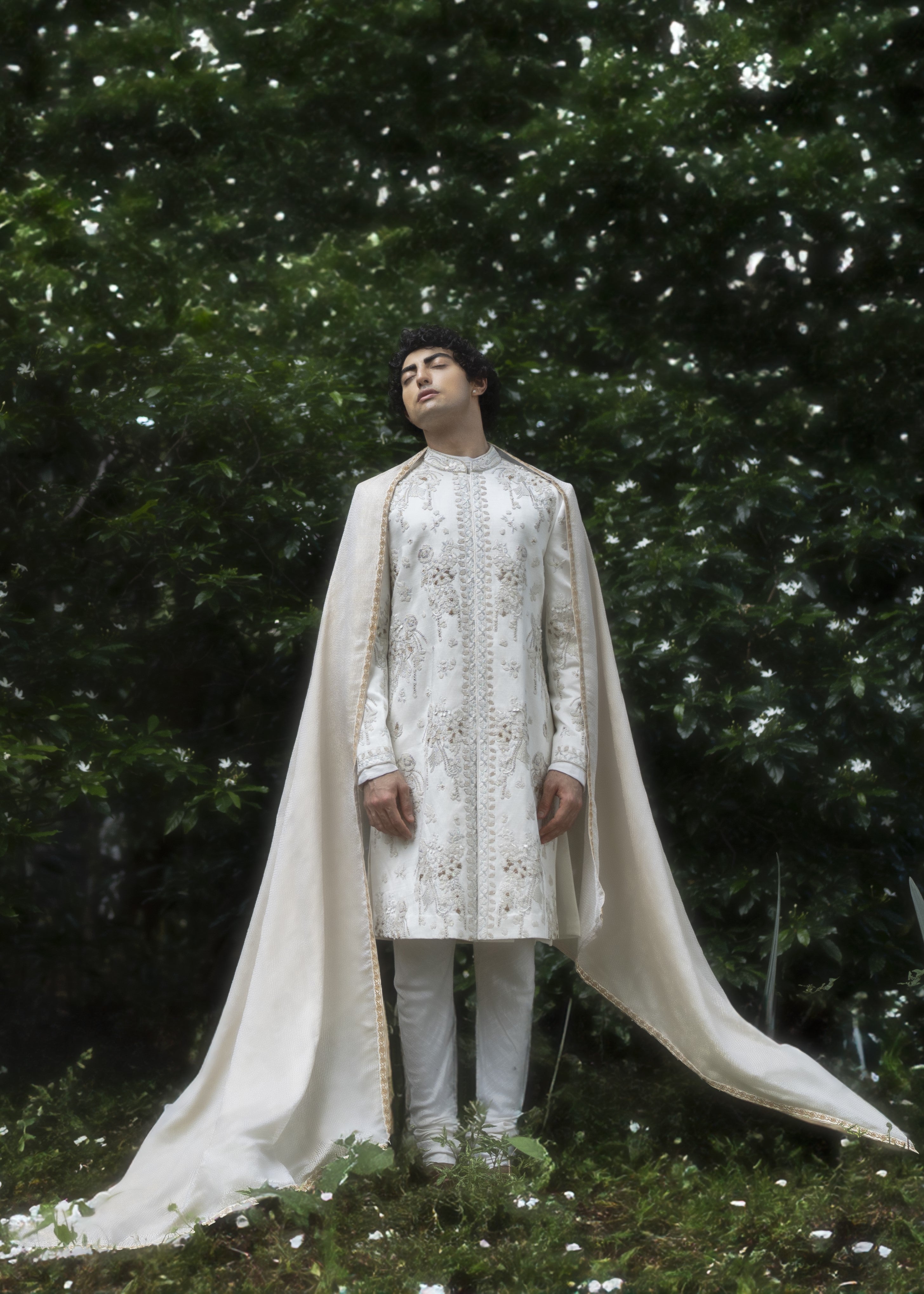 Wisteria White Sherwani Set