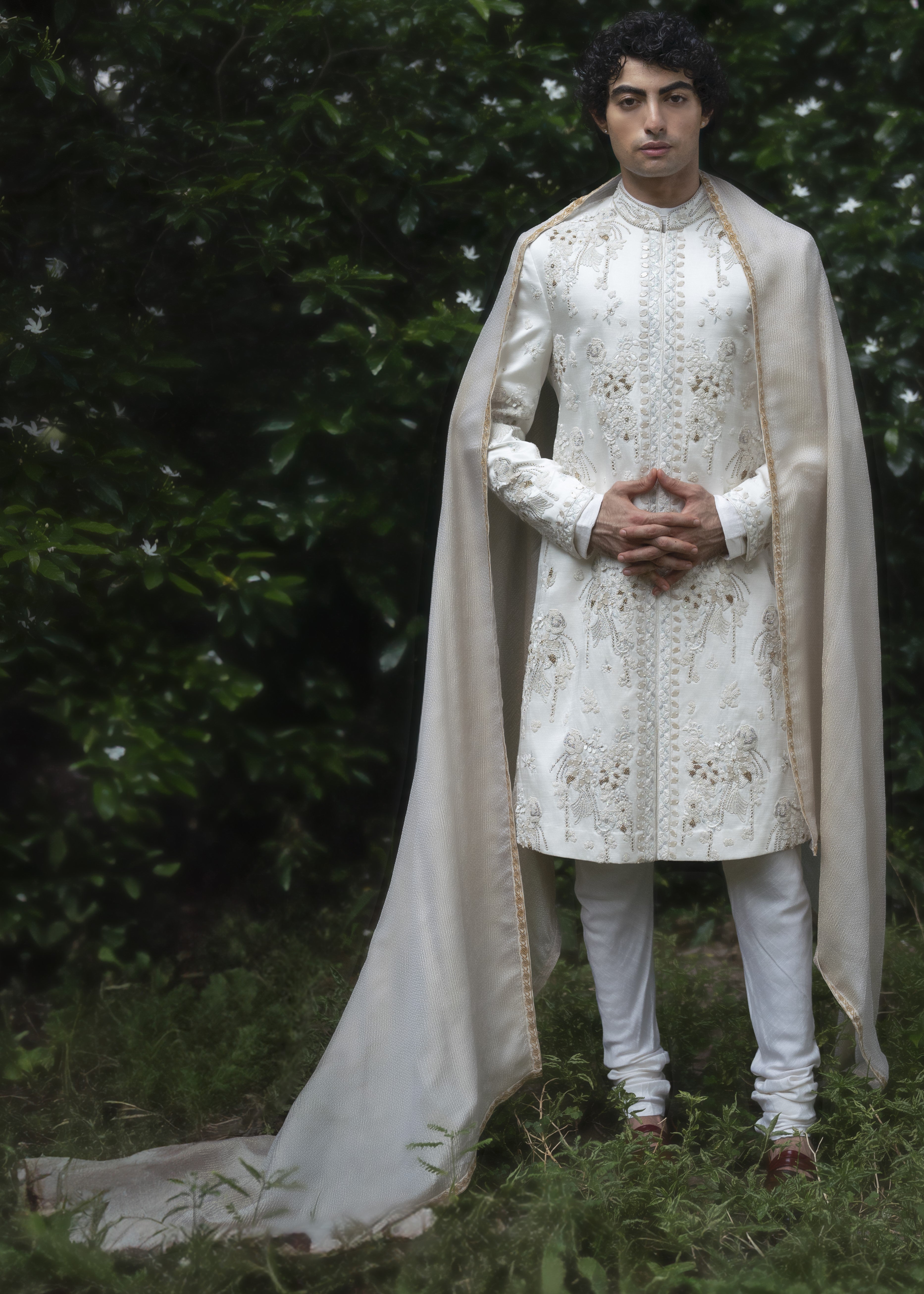 Wisteria White Sherwani Set