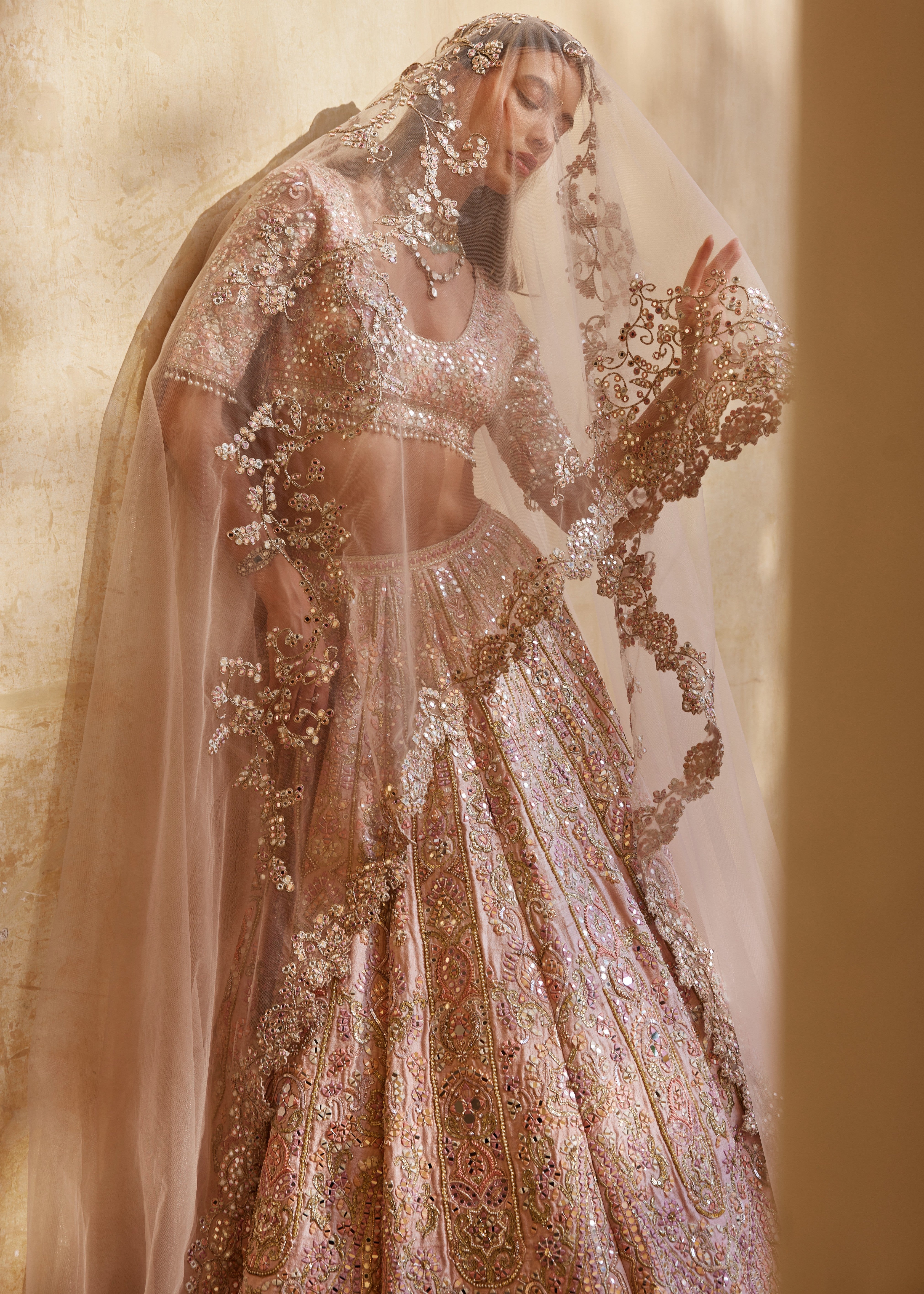 Rose Pink Mirror Lehenga