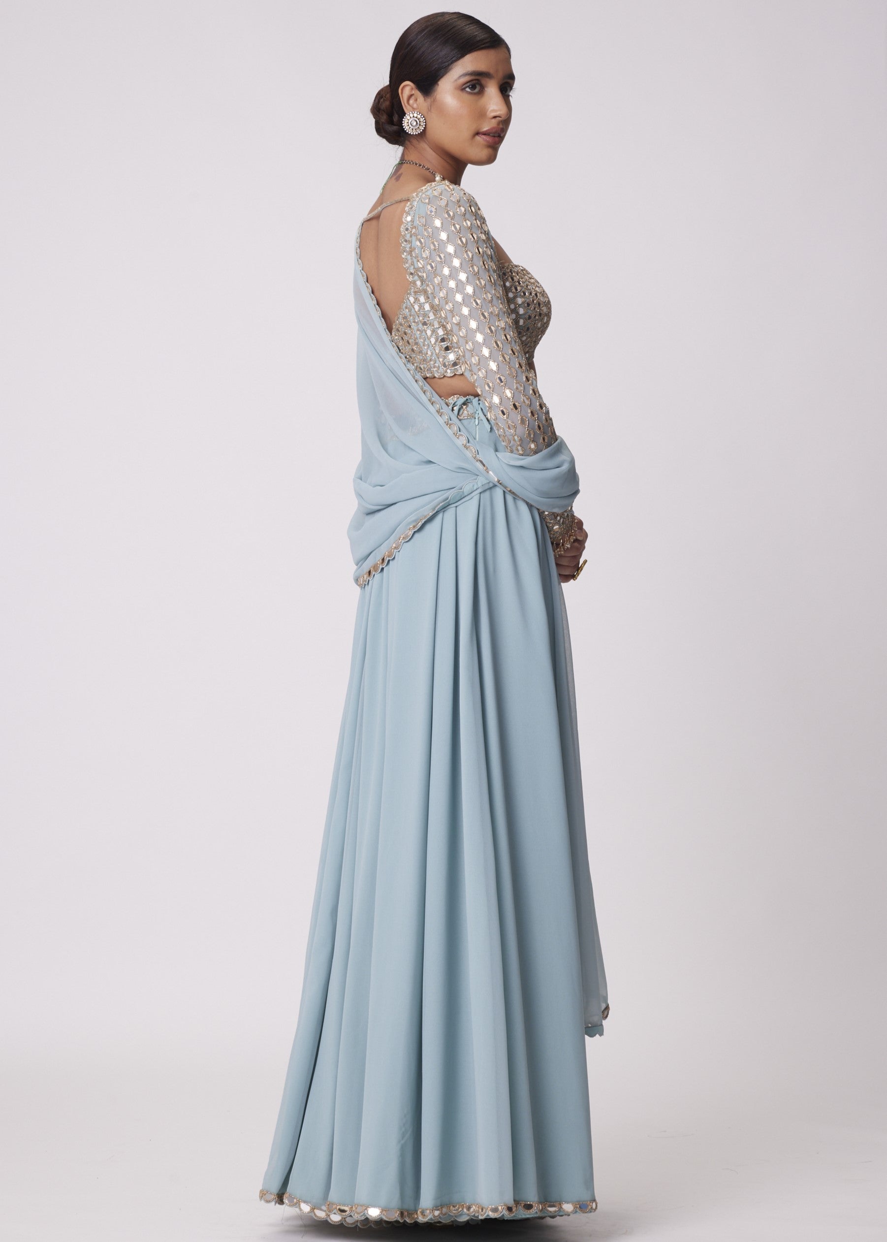 Powder Blue Lehenga Pants Set