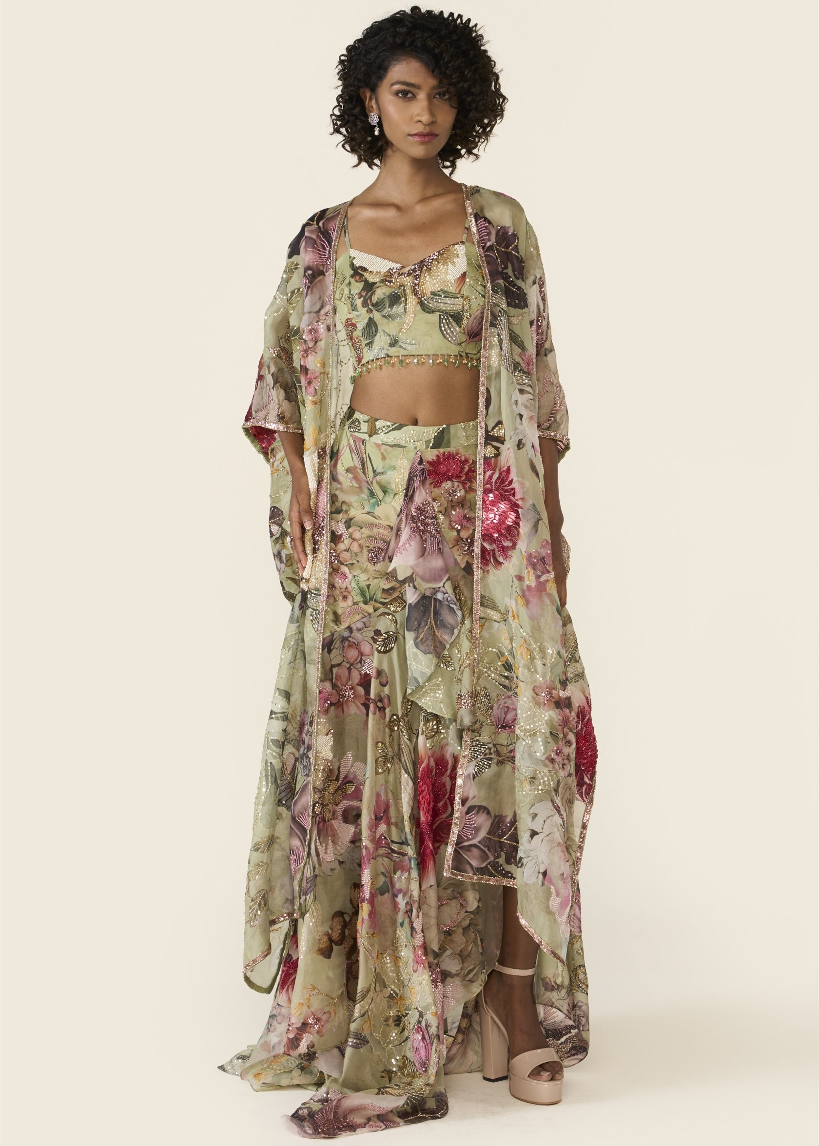 Green Printed Cape