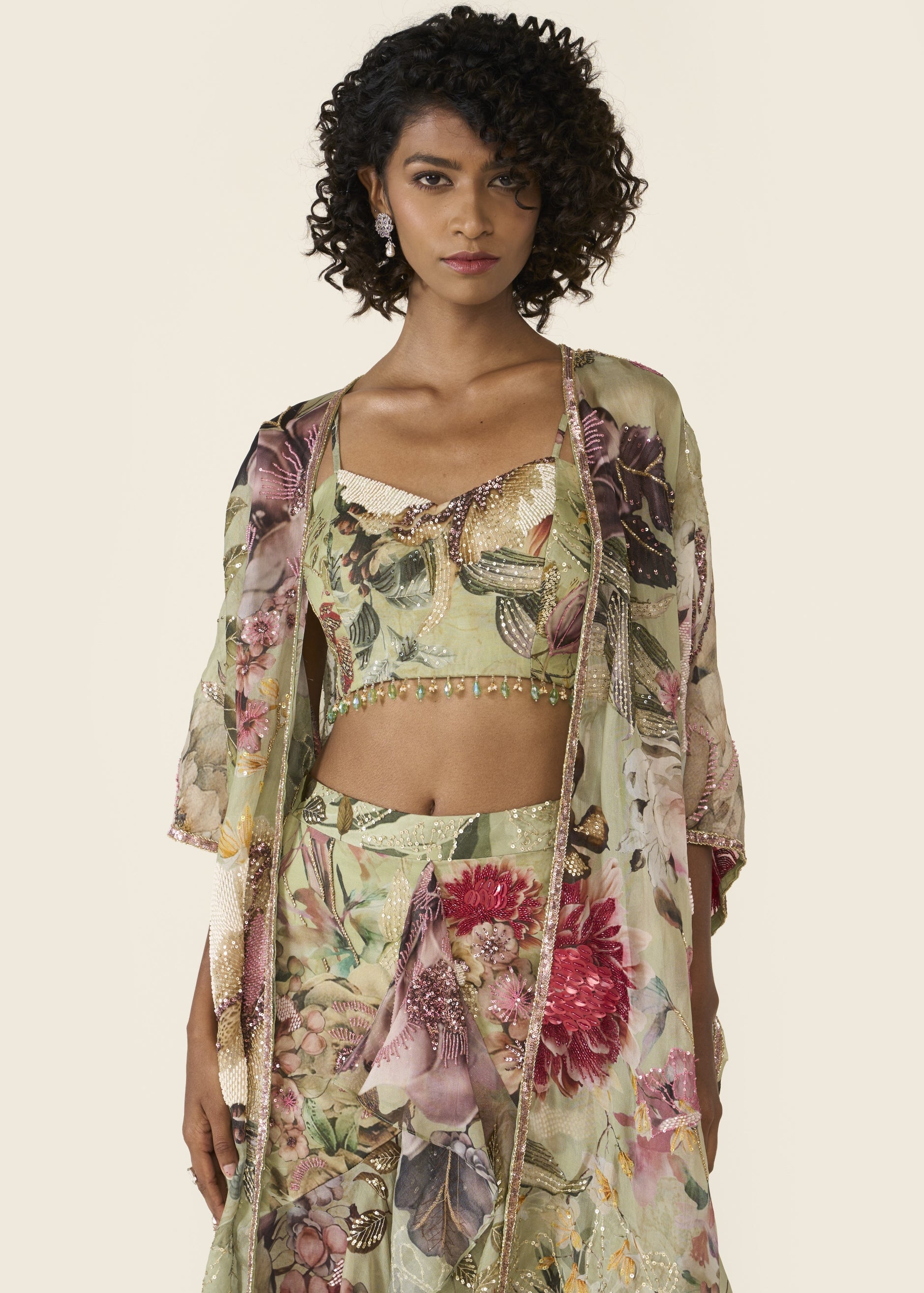 Green Printed Cape