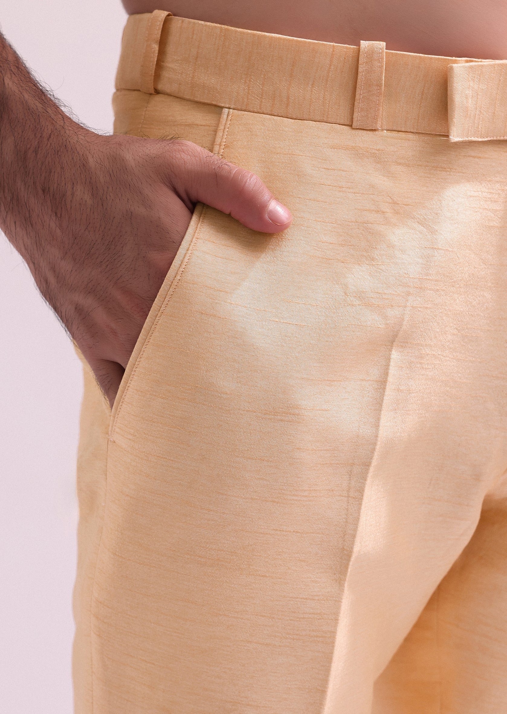 Peach Linen Satin Lapel Tuxedo Set