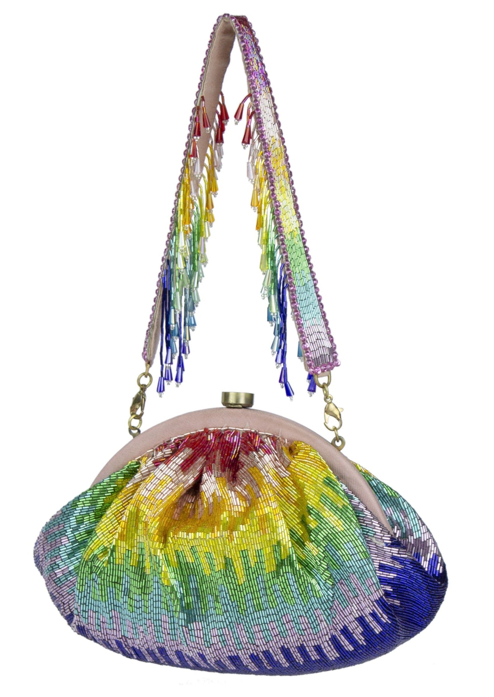 Dysis Soft Pouch Tourmaline Rainbow Clutch with Handle