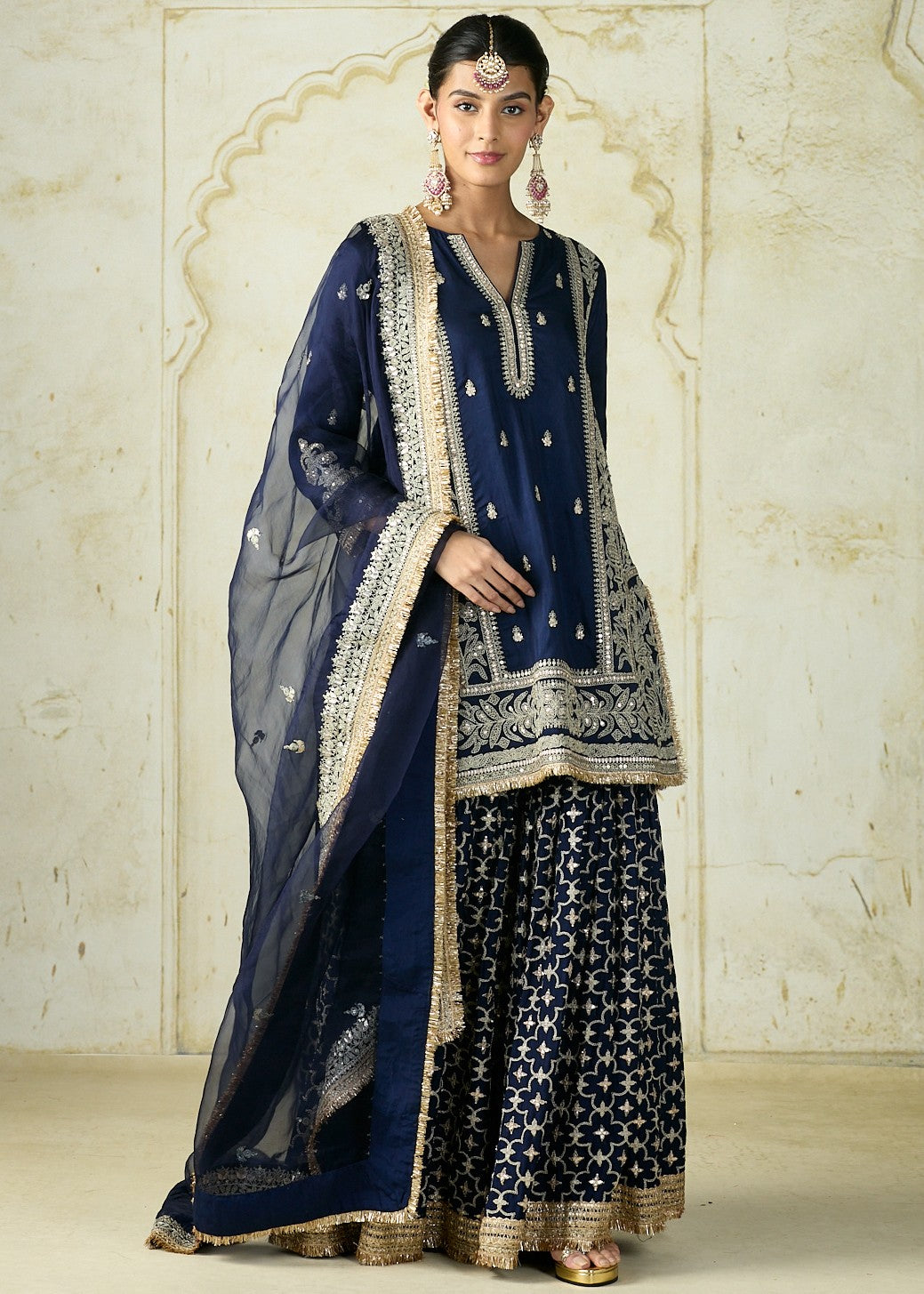 Navy Mumtaz Sharara Set