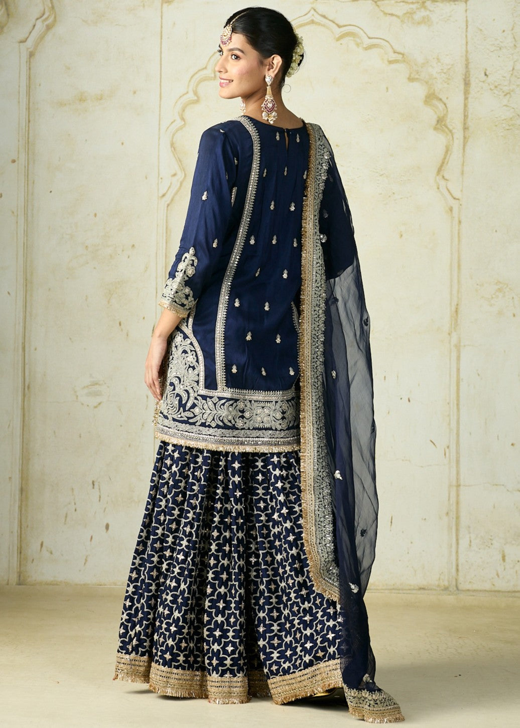 Navy Mumtaz Sharara Set