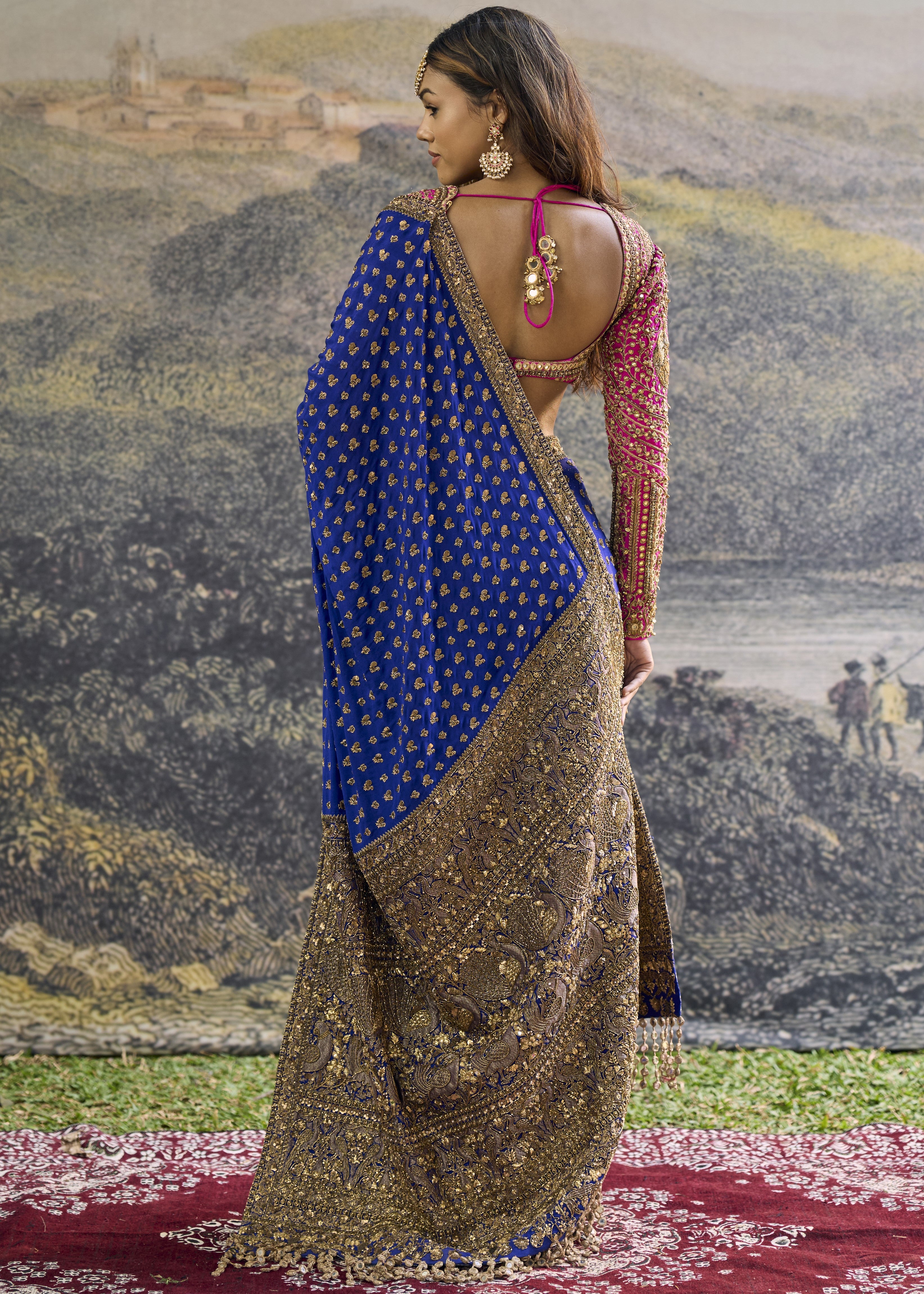 Neelpari Dabka Silk Sari Set