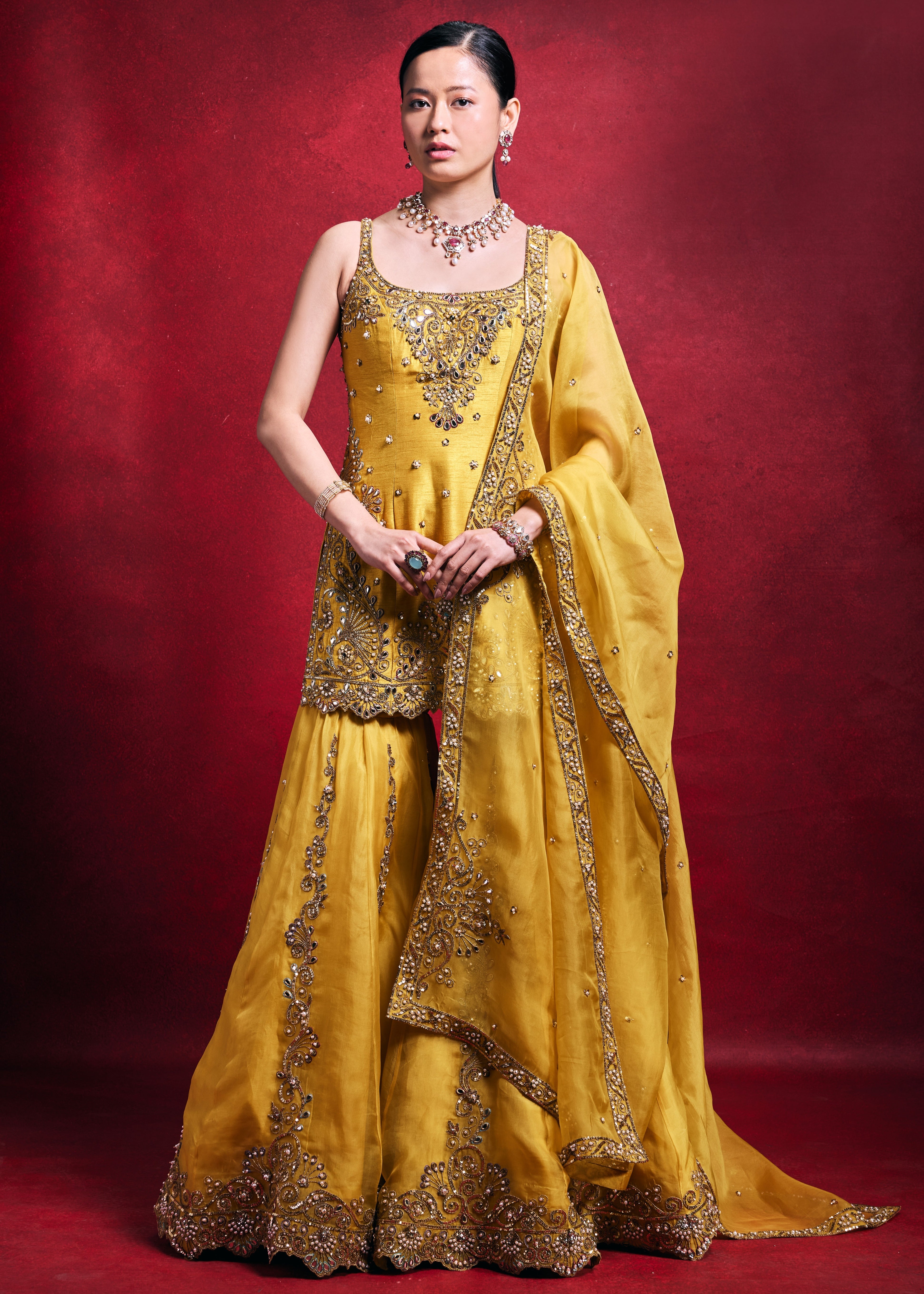 Mustard Gharara Set