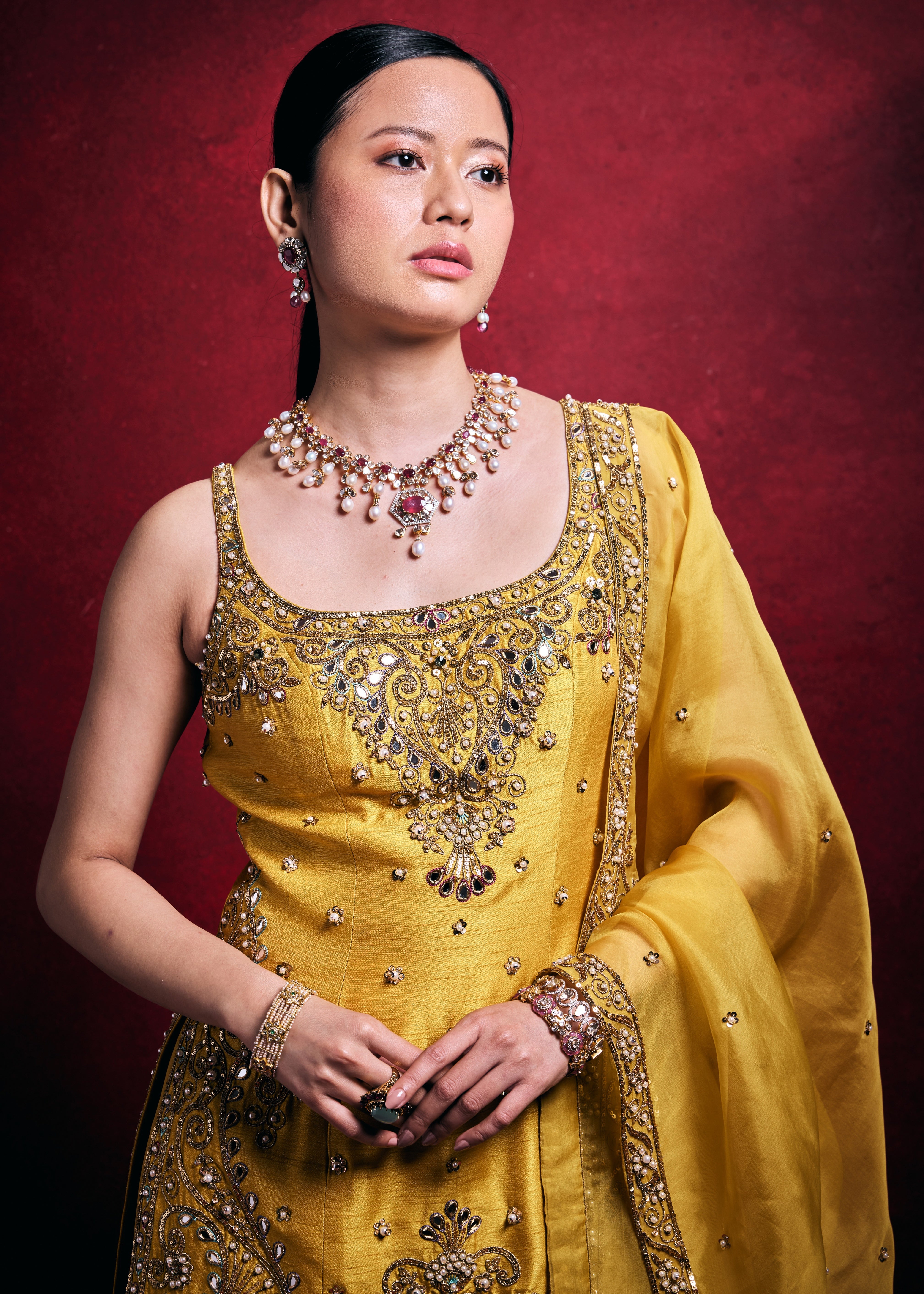 Mustard Gharara Set