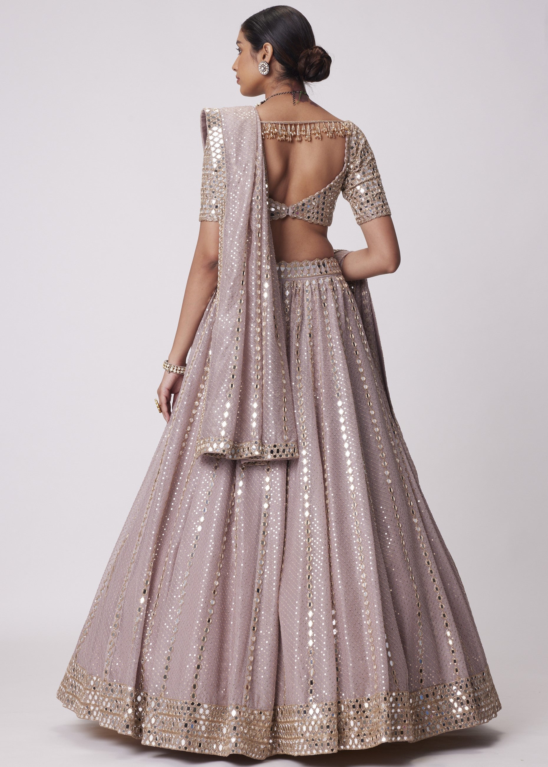 Ash Pink Sequin Embroidered Lehenga Set