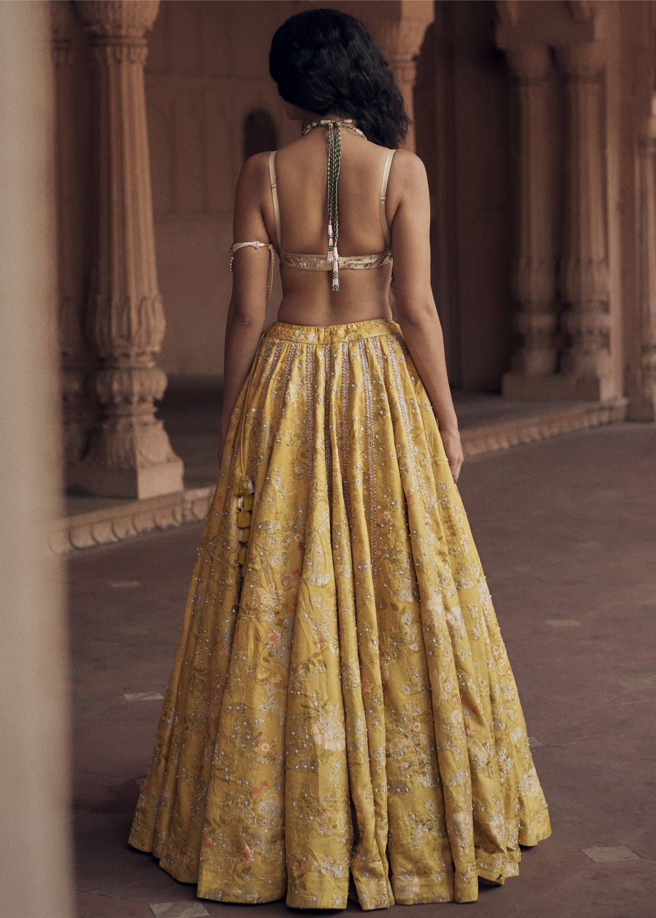 Yellow Jacquard Lehenga Set