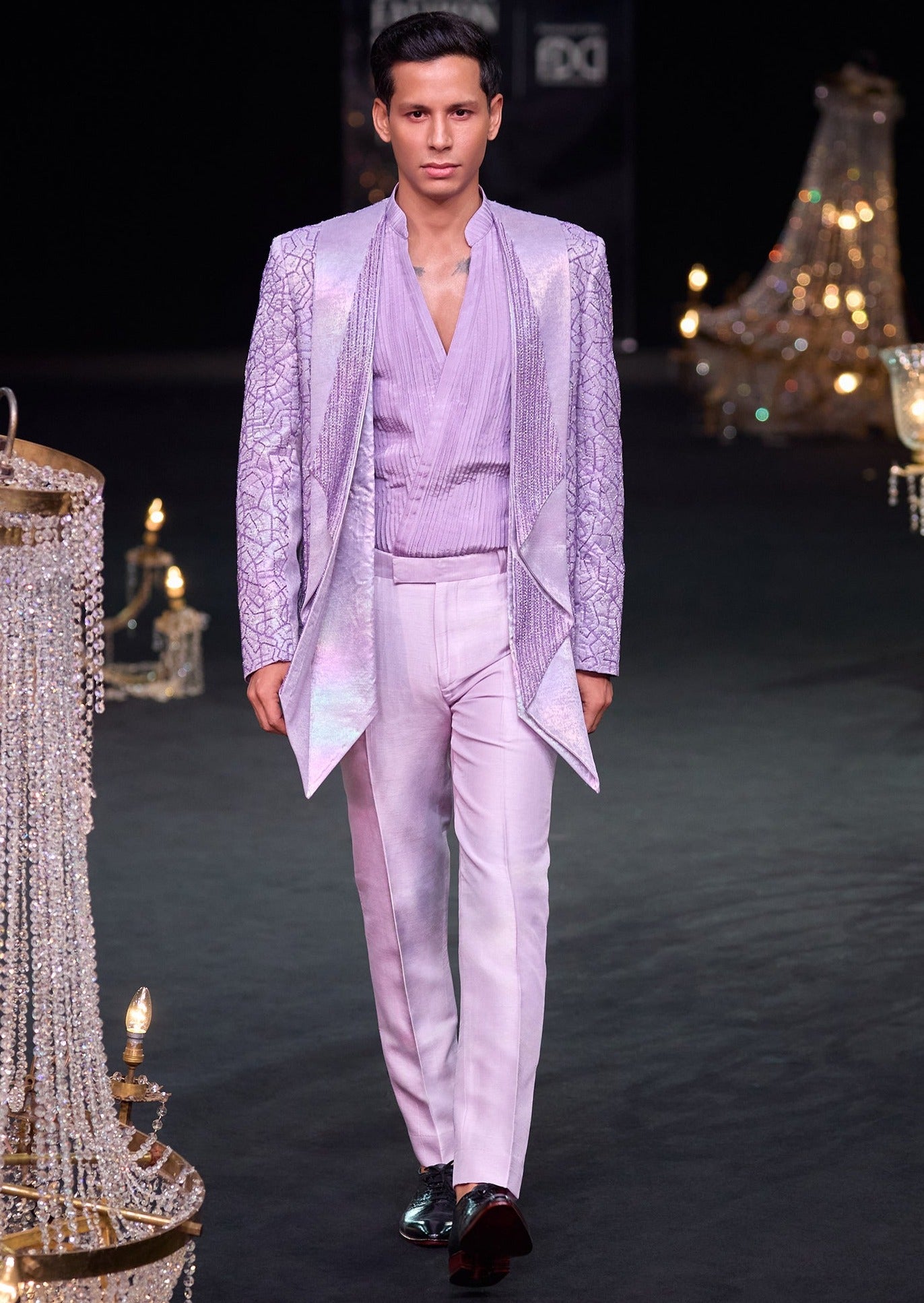 Lavender Shimmer Lapel Tuxedo Set