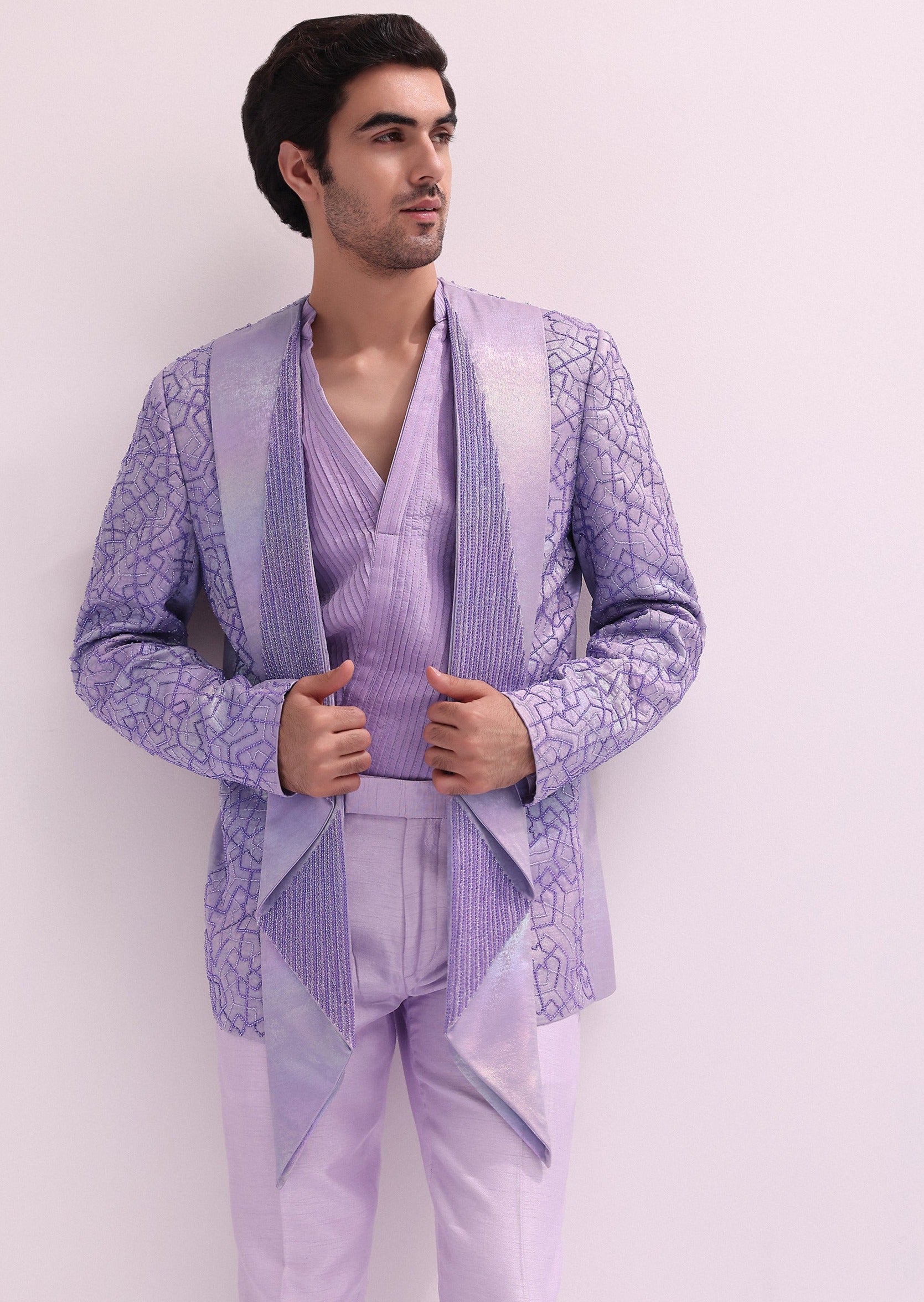 Lavender Shimmer Lapel Tuxedo Set