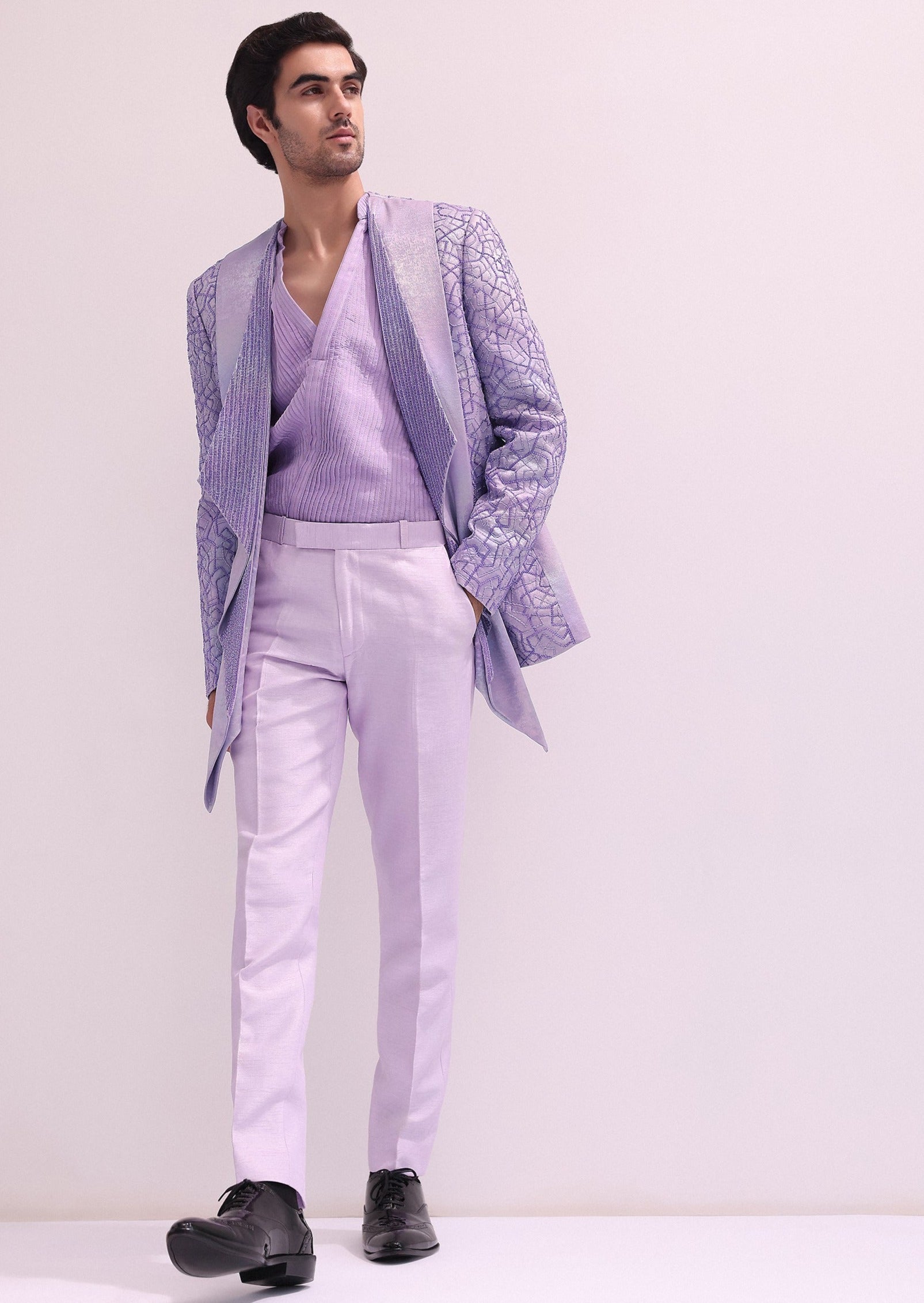 Lavender Shimmer Lapel Tuxedo Set