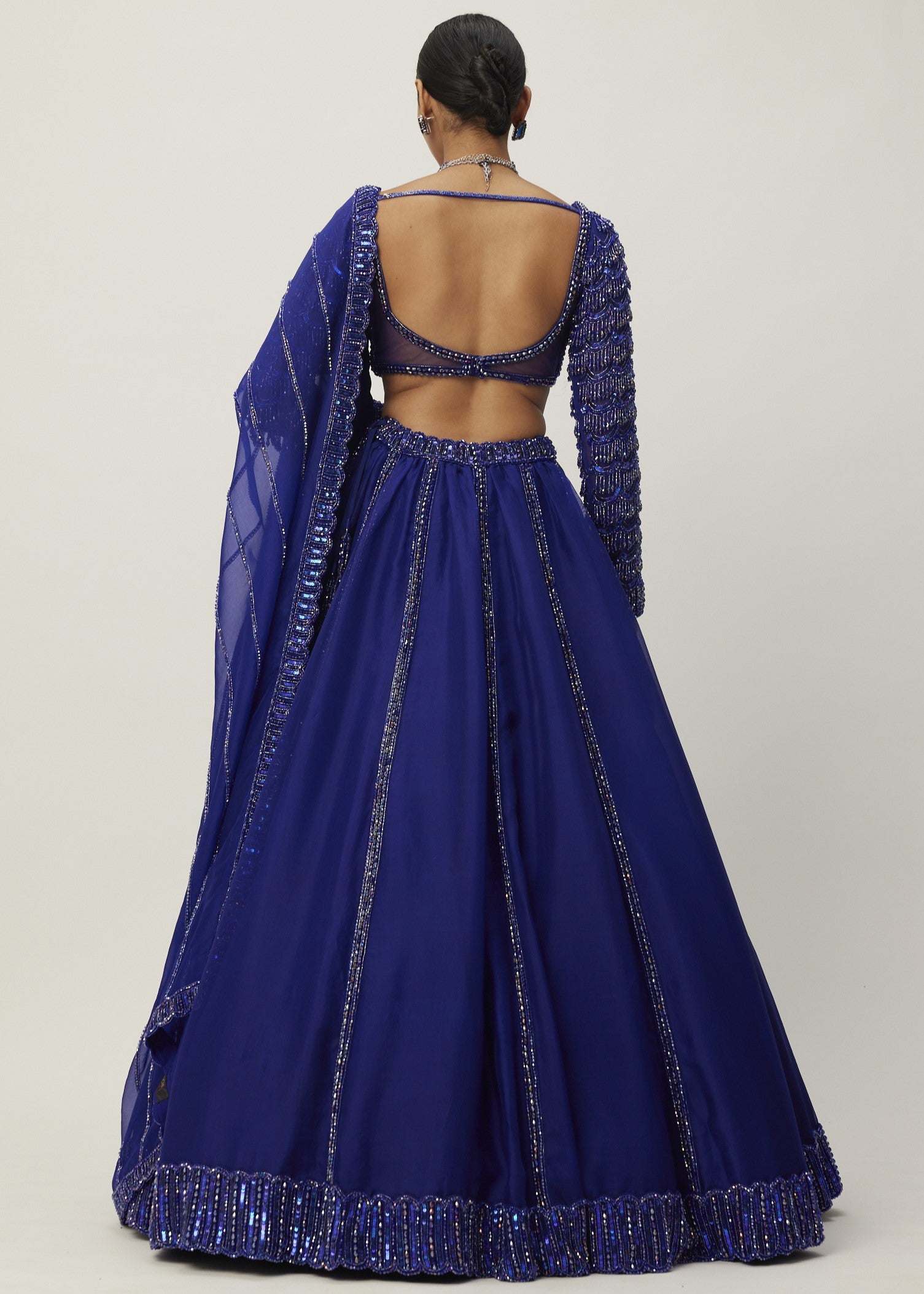 Cocktail Blue Organza Lehenga Set