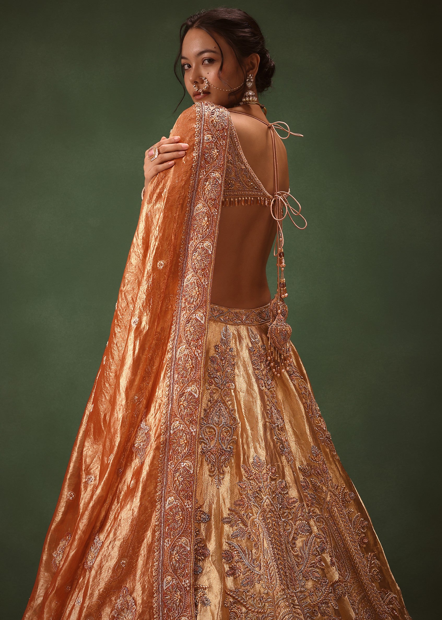 Gold Hand Embroidered Lehenga Set